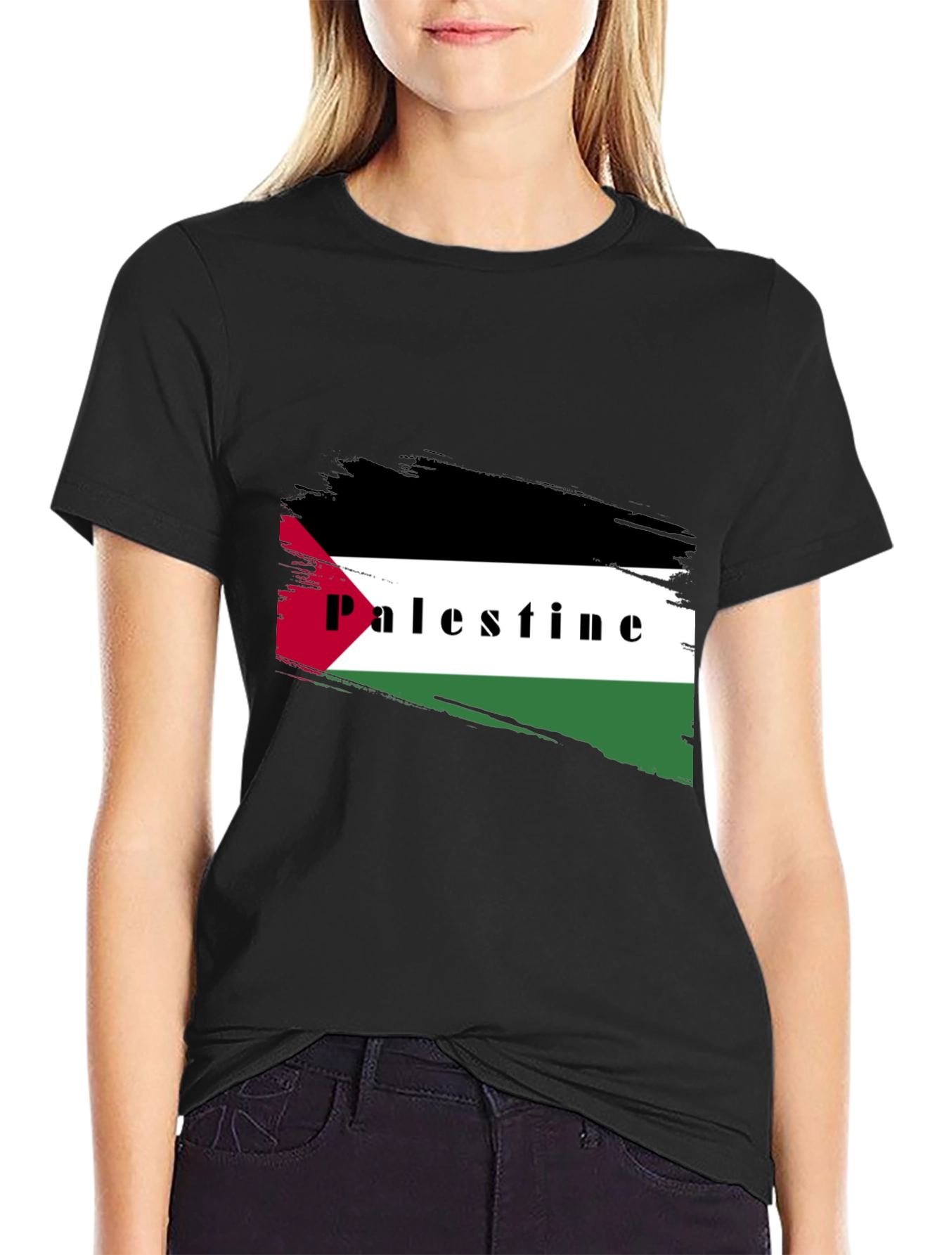 Palestine Flag T-Shirt - Black Graphic Tee