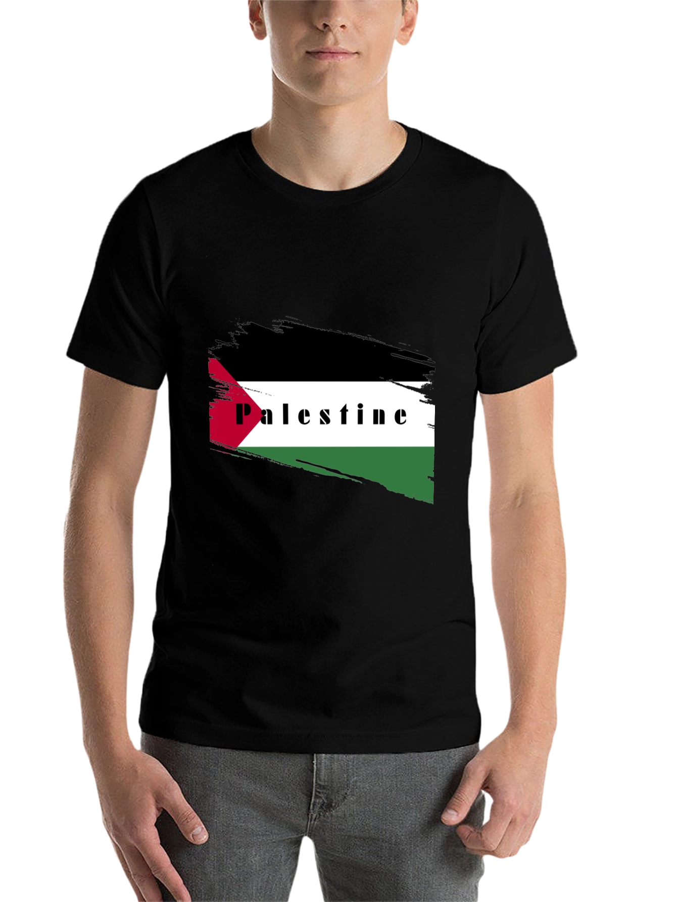 Palestine Flag T-Shirt - Black Graphic Tee