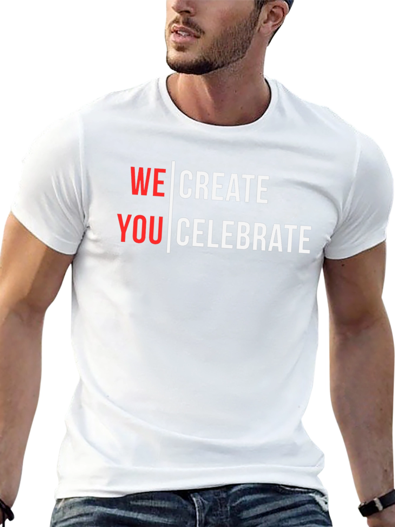 We Create You Celebrate Black Graphic Tee