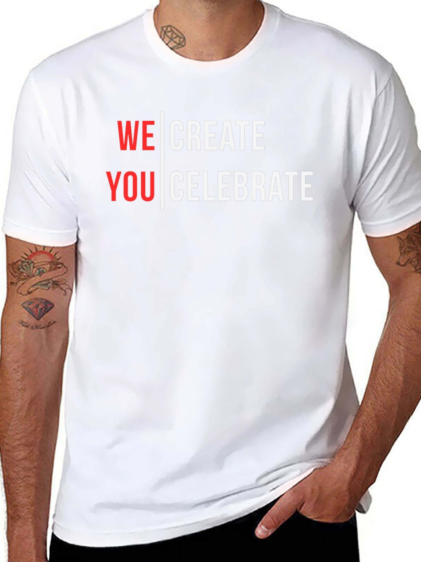 We Create You Celebrate Black Graphic Tee