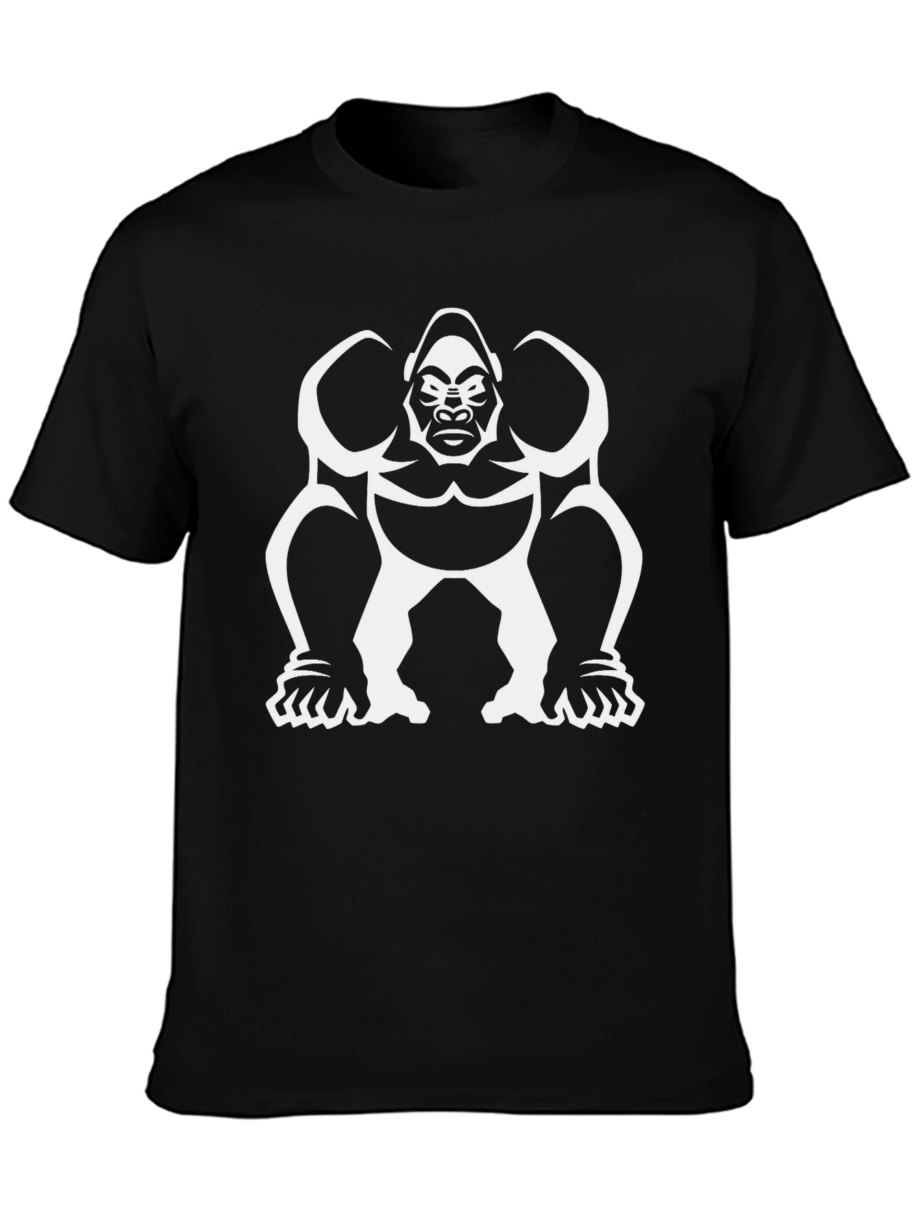 Black T-Shirt with White Gorilla Graphic Print