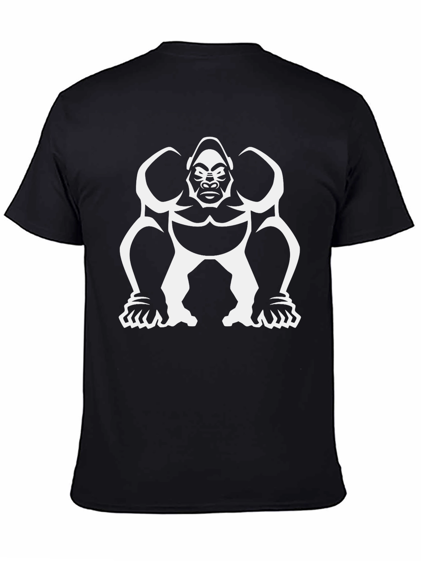 Black T-Shirt with White Gorilla Graphic Print