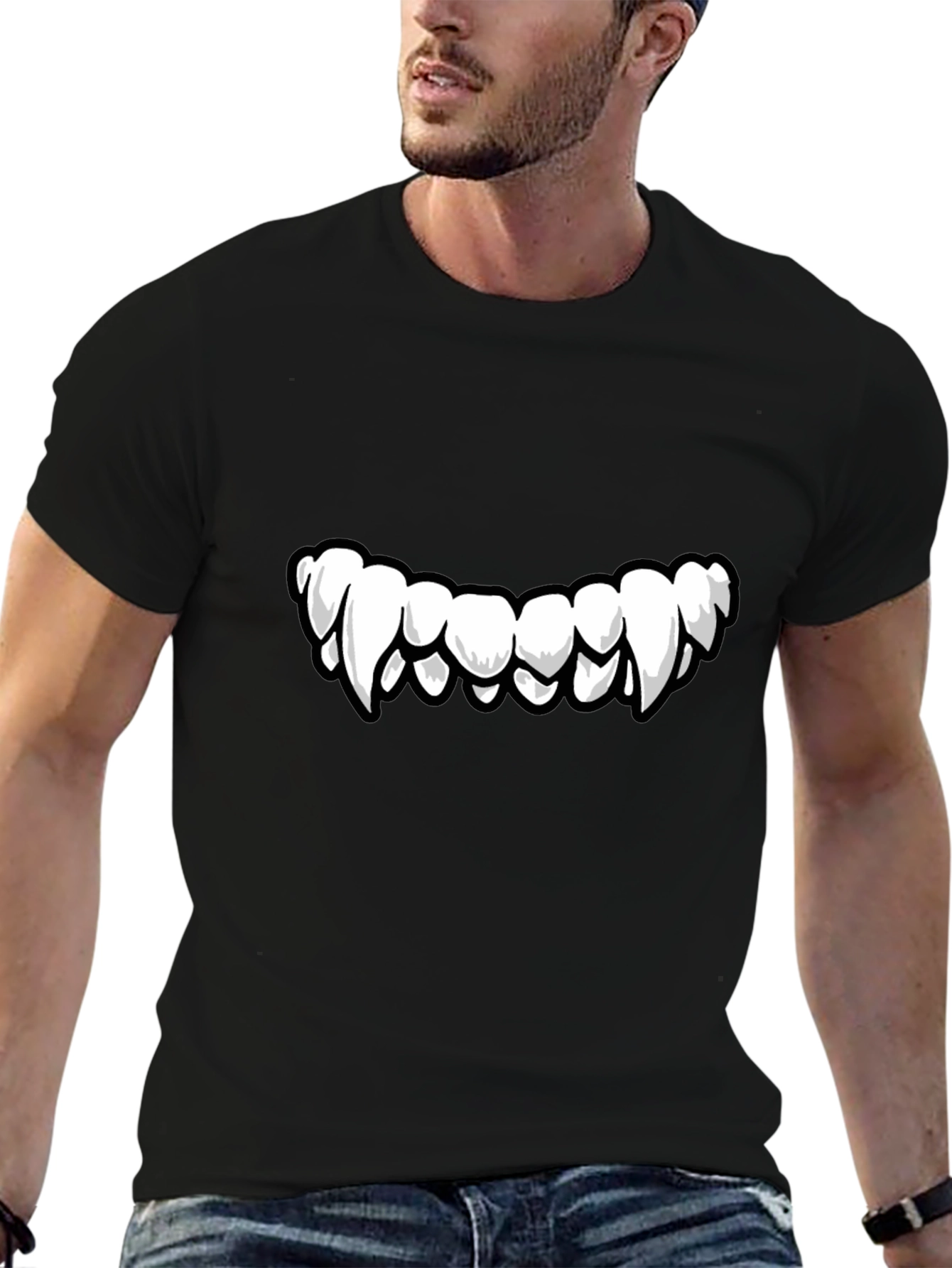 Monster Teeth Graphic Black T-Shirt