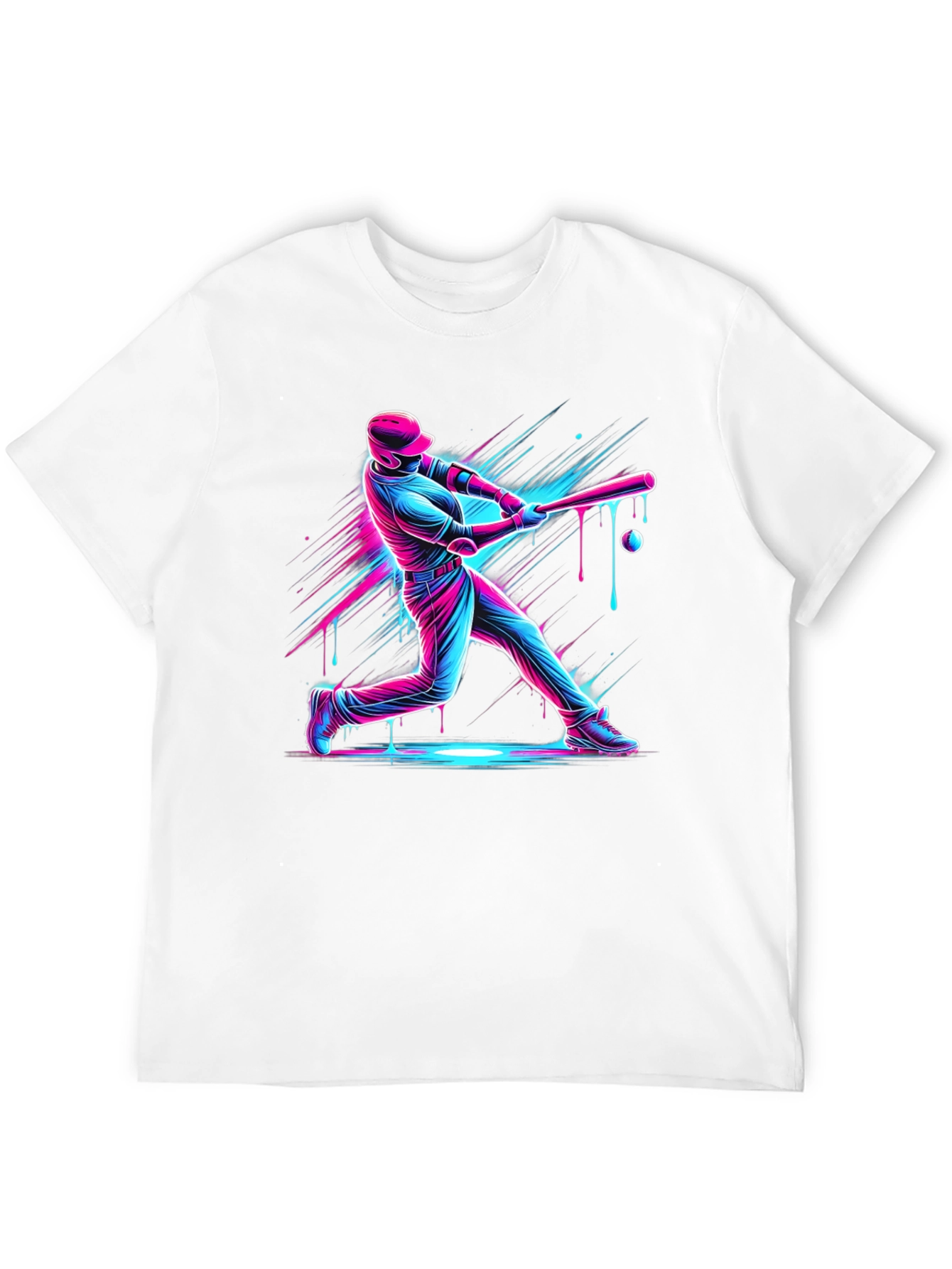 Neon Baseball Graphic Tee - Black Cotton Blend