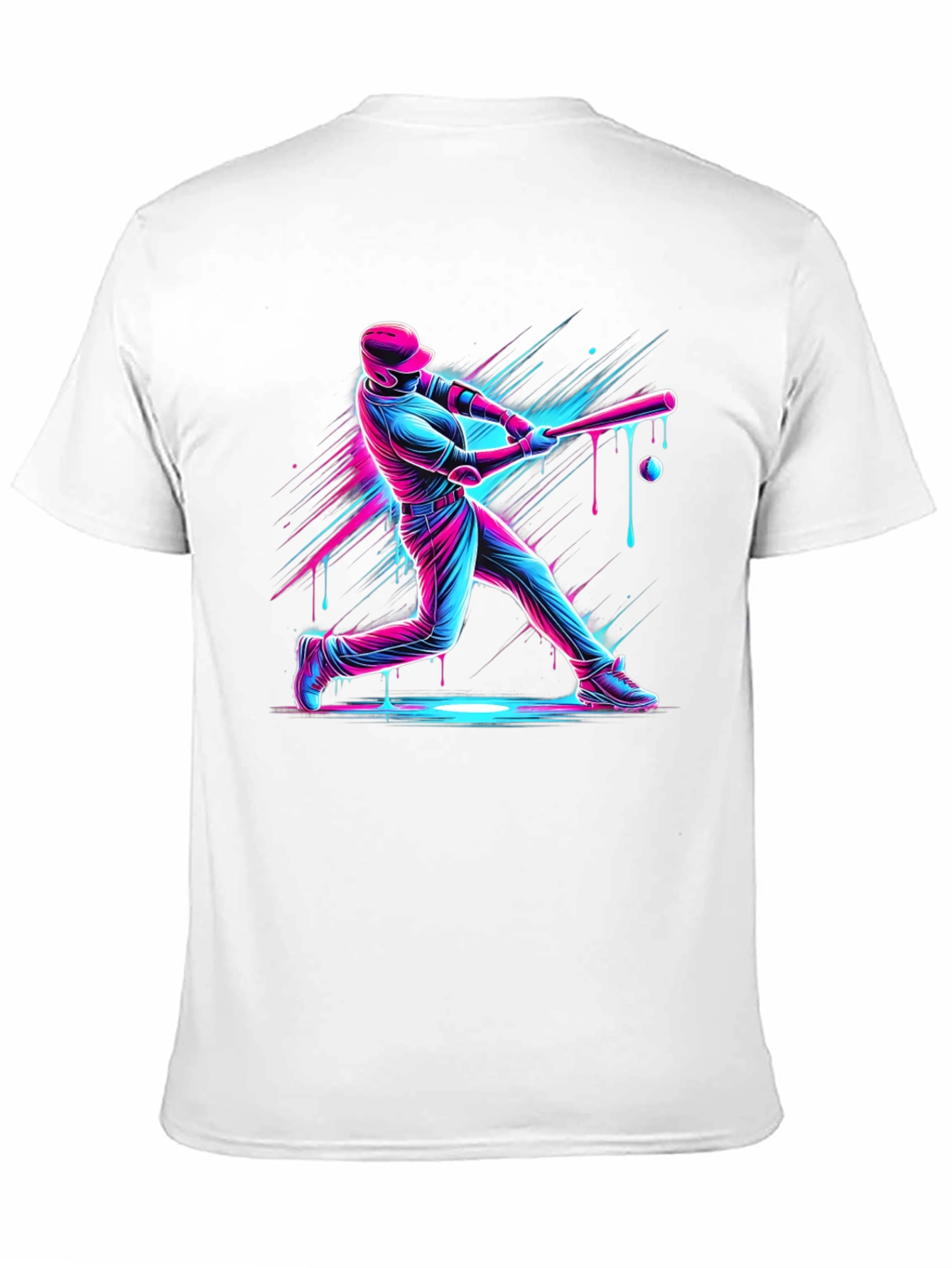 Neon Baseball Graphic Tee - Black Cotton Blend