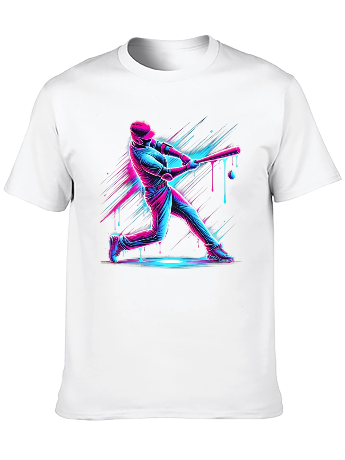 Neon Baseball Graphic Tee - Black Cotton Blend