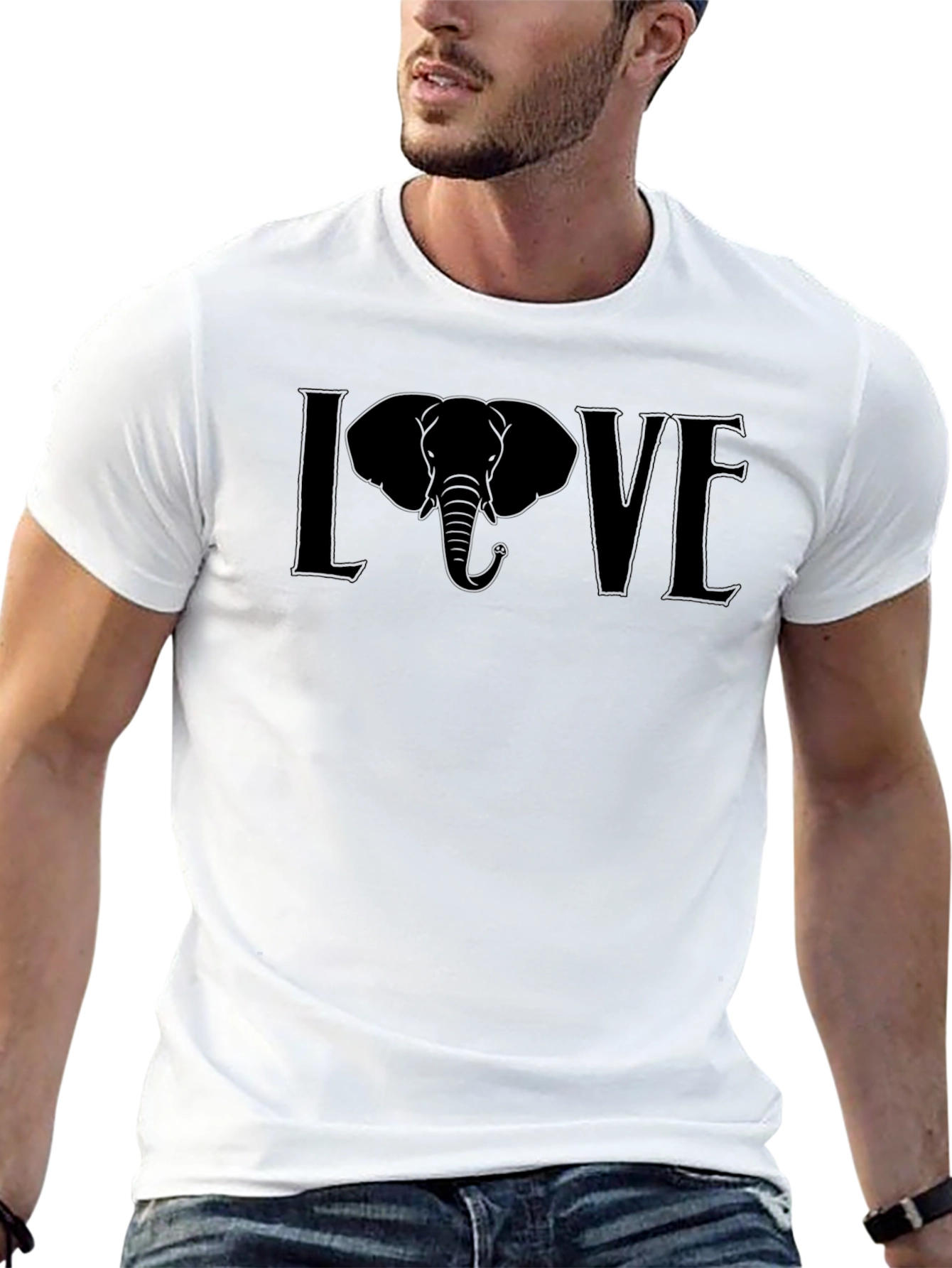 Elephant LOVE Graphic Tee - Unisex Black T-Shirt