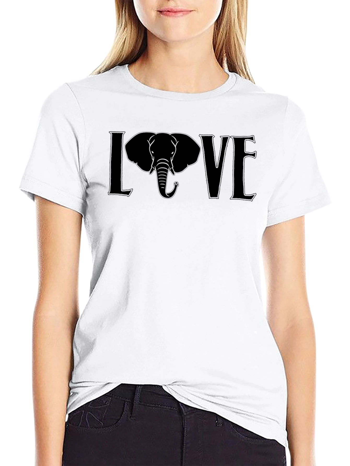 Elephant LOVE Graphic Tee - Unisex Black T-Shirt