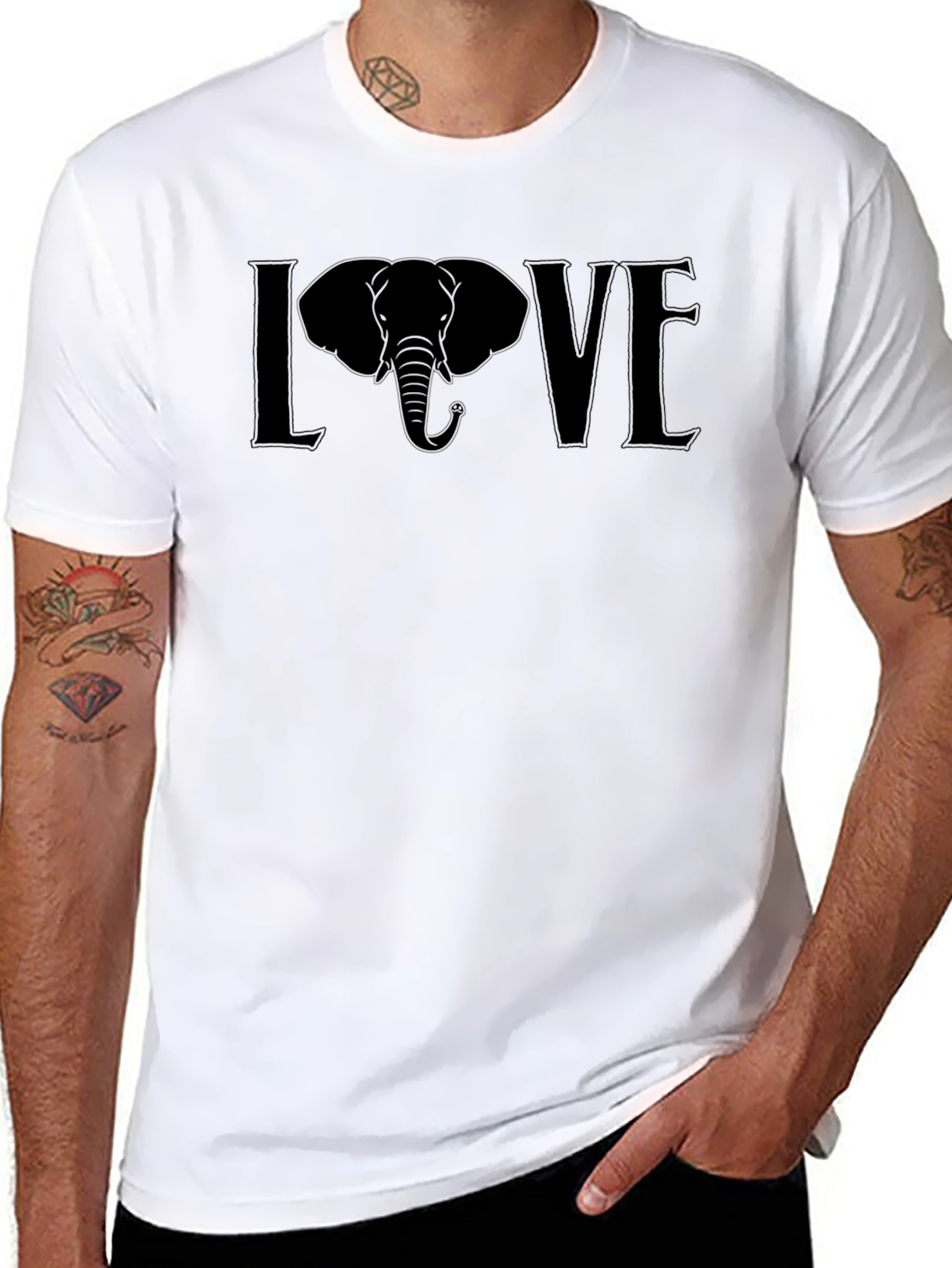 Elephant LOVE Graphic Tee - Unisex Black T-Shirt