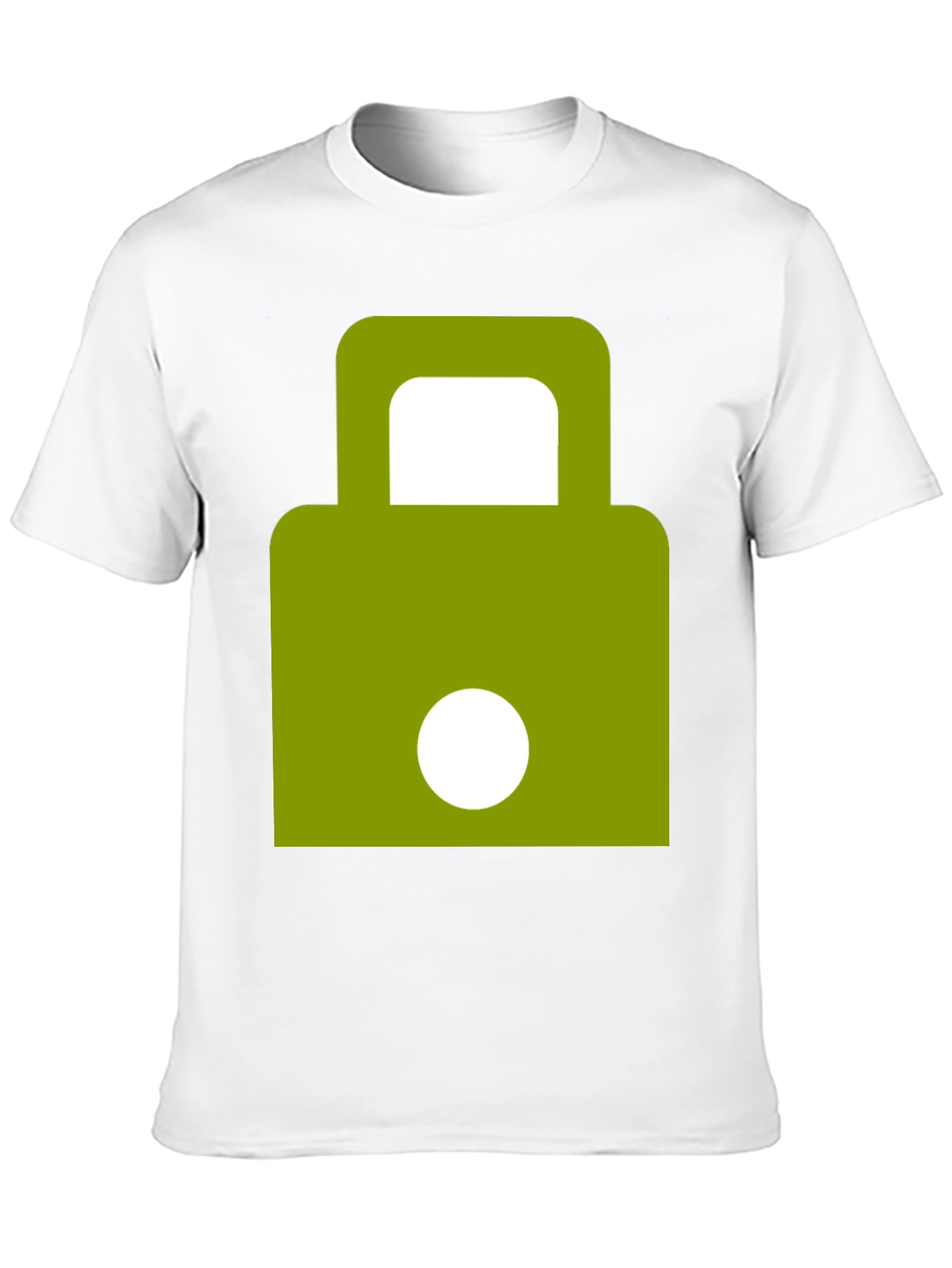 Modern Green Padlock Design Black T-Shirt