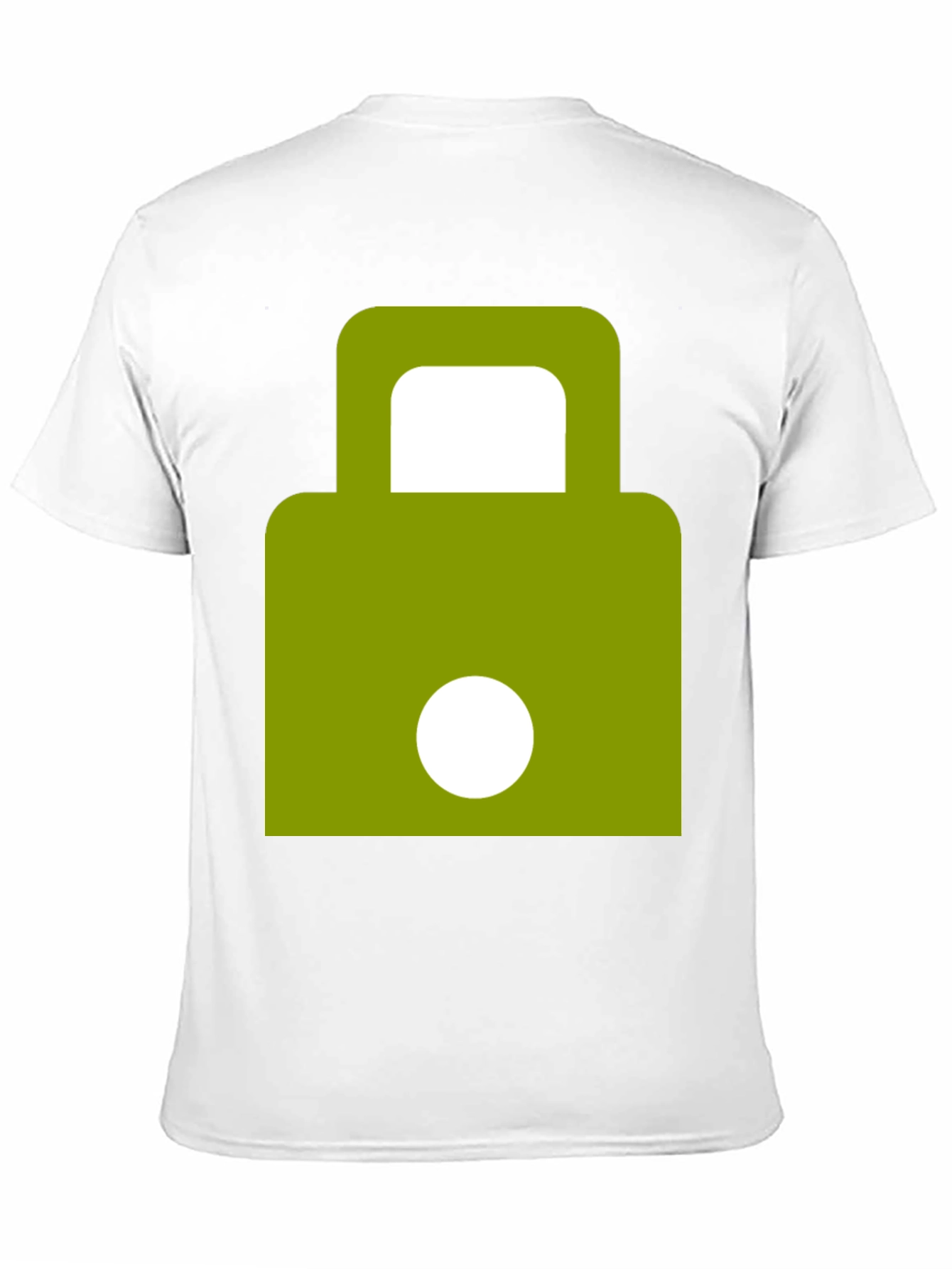 Modern Green Padlock Design Black T-Shirt