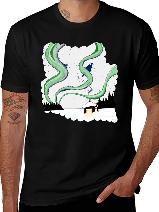Aurora Borealis Cabin Tee - Northern Lights Graphic T-Shirt