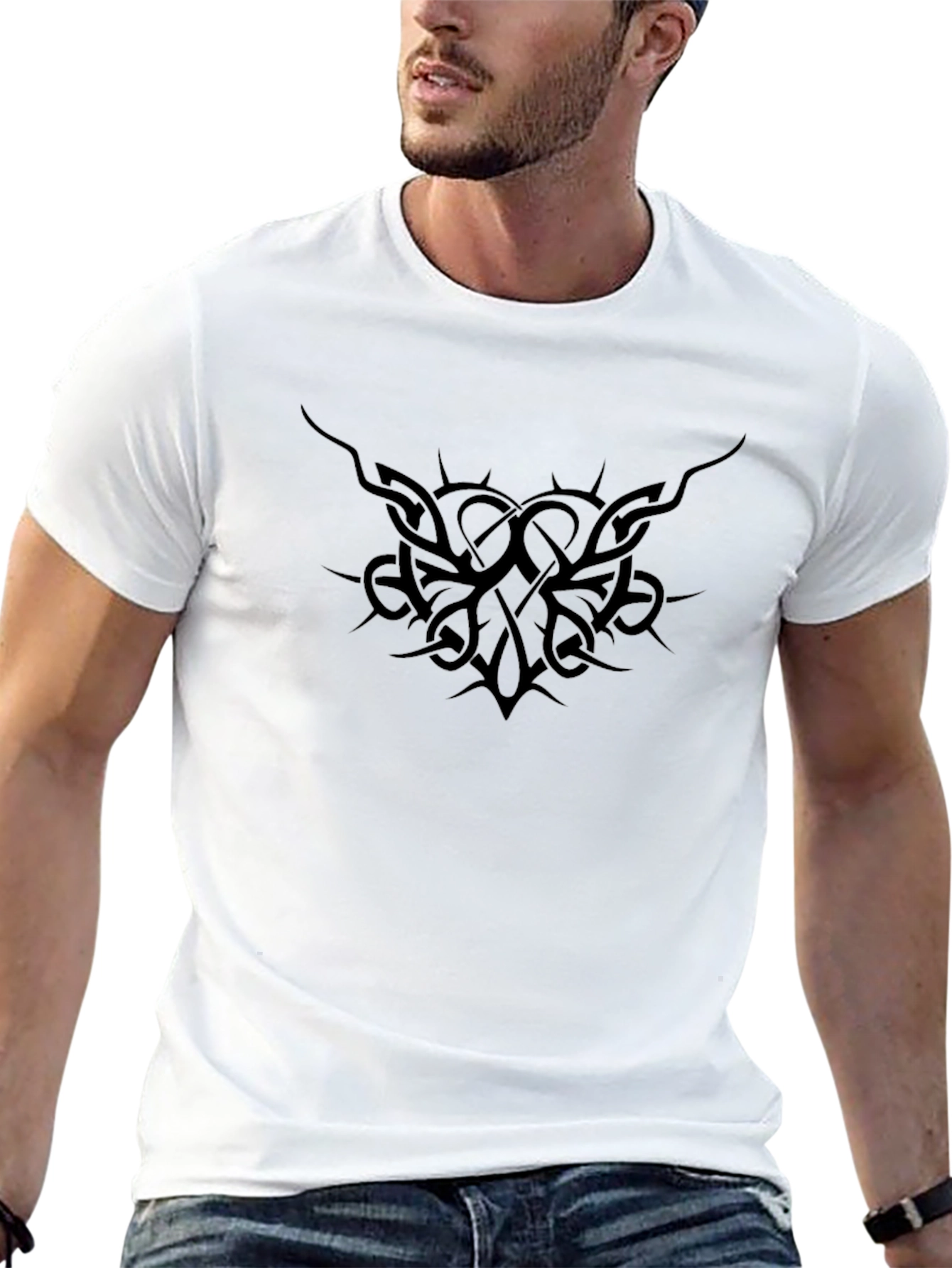 Mens Black Tribal Graphic T-Shirt