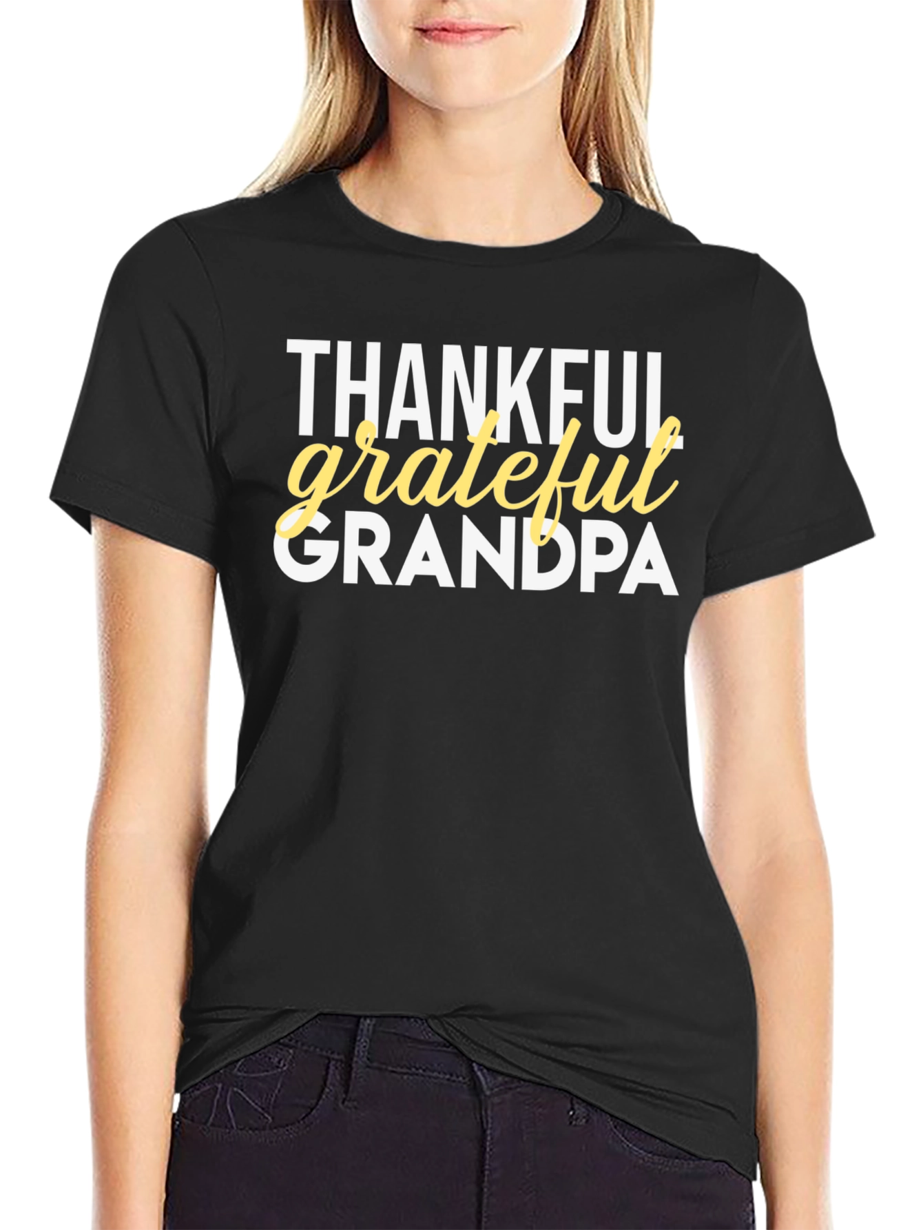 Thankful Grateful Grandpa Black T-Shirt