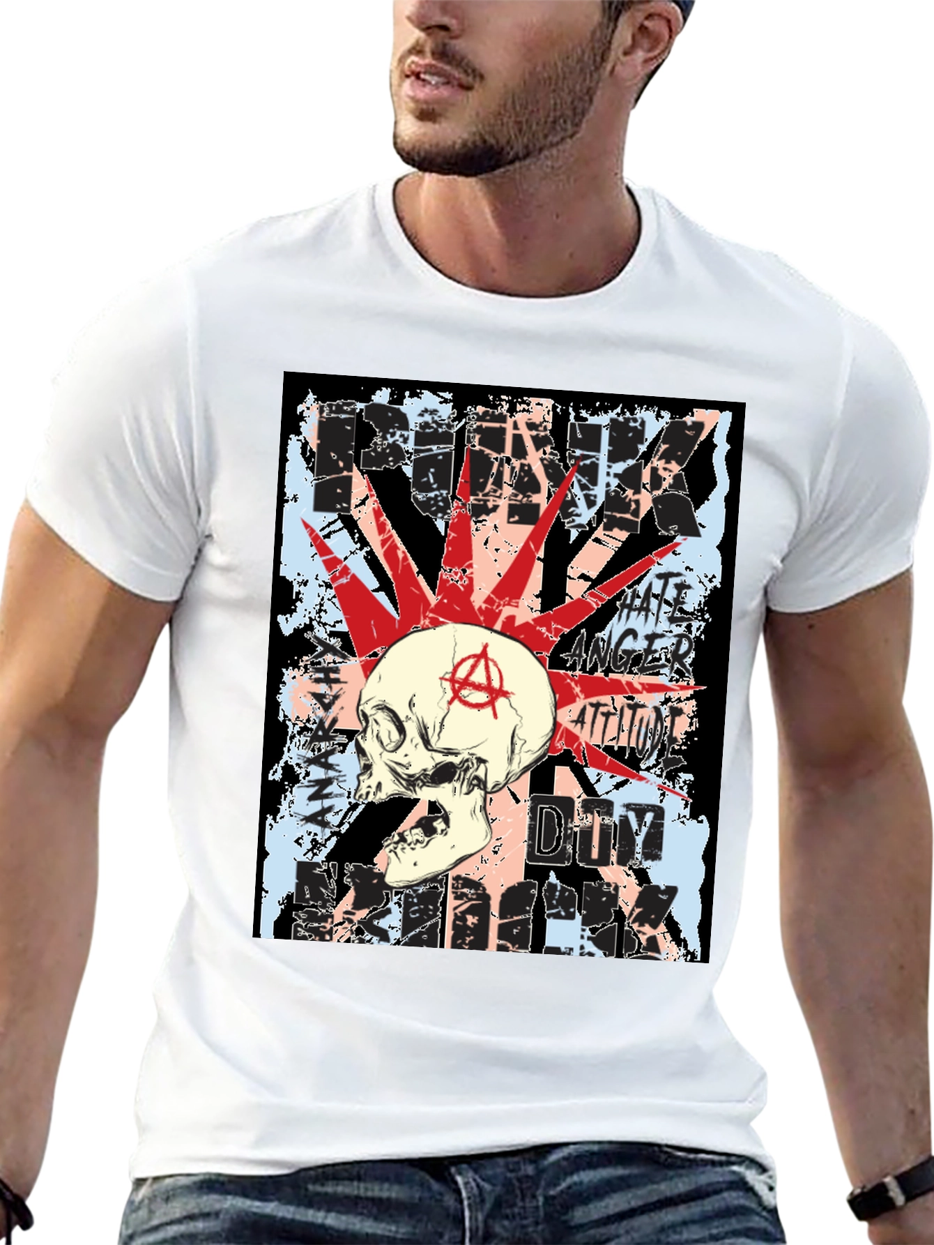 Punk Skull Graphic Tee - Attitude Rebellion T-Shirt