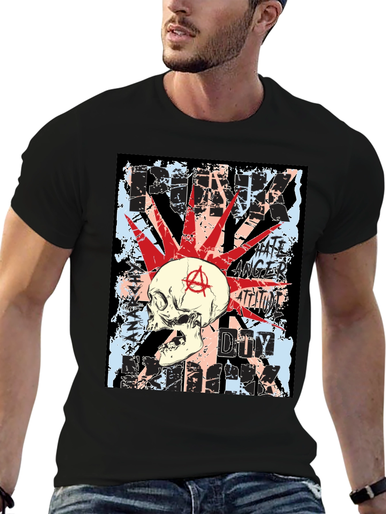 Punk Skull Graphic Tee - Attitude Rebellion T-Shirt