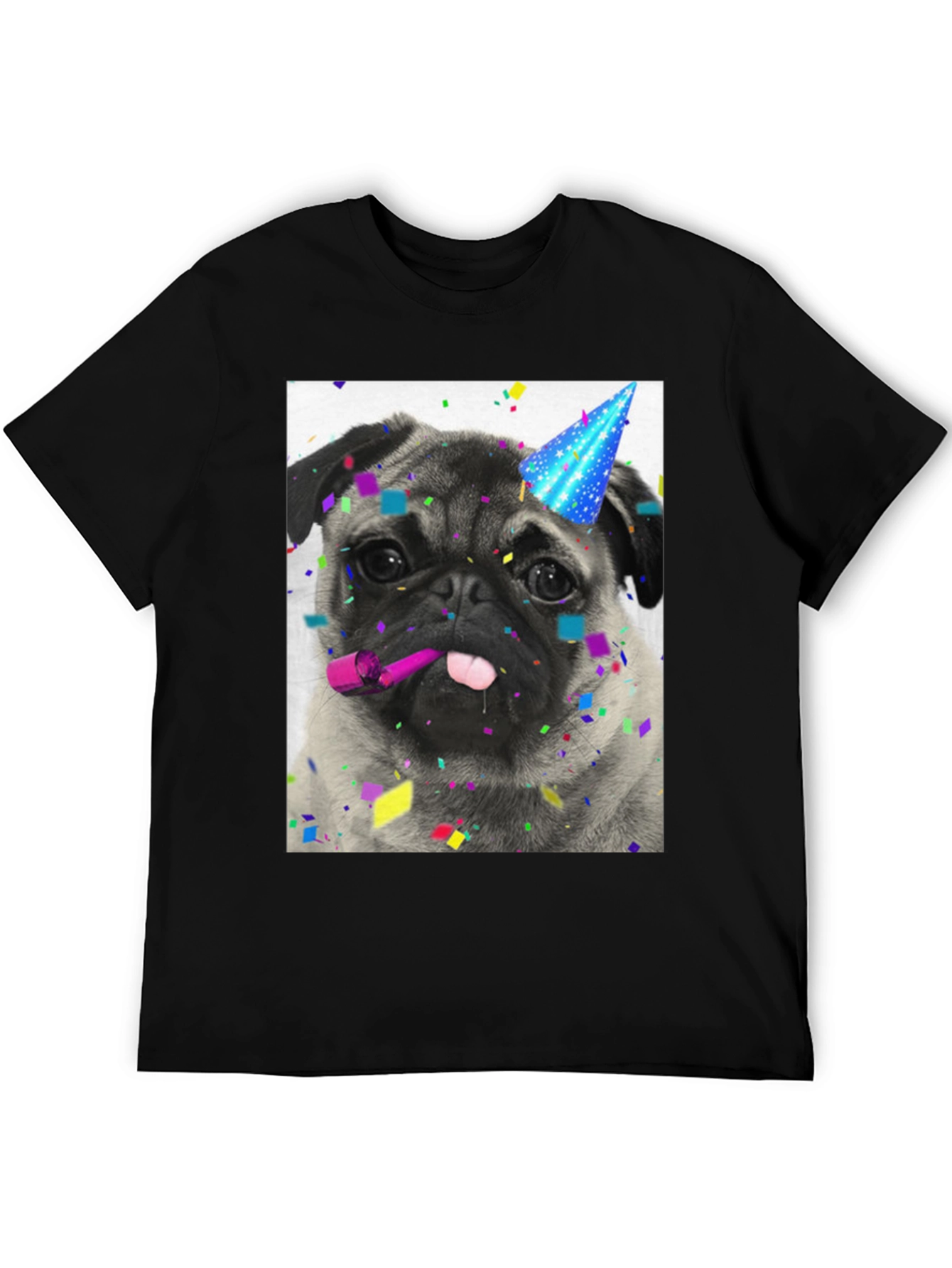 Pug Party T-Shirt: Festive Dog Graphic Tee