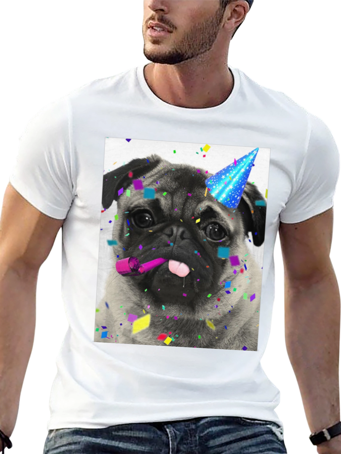 Pug Party T-Shirt: Festive Dog Graphic Tee