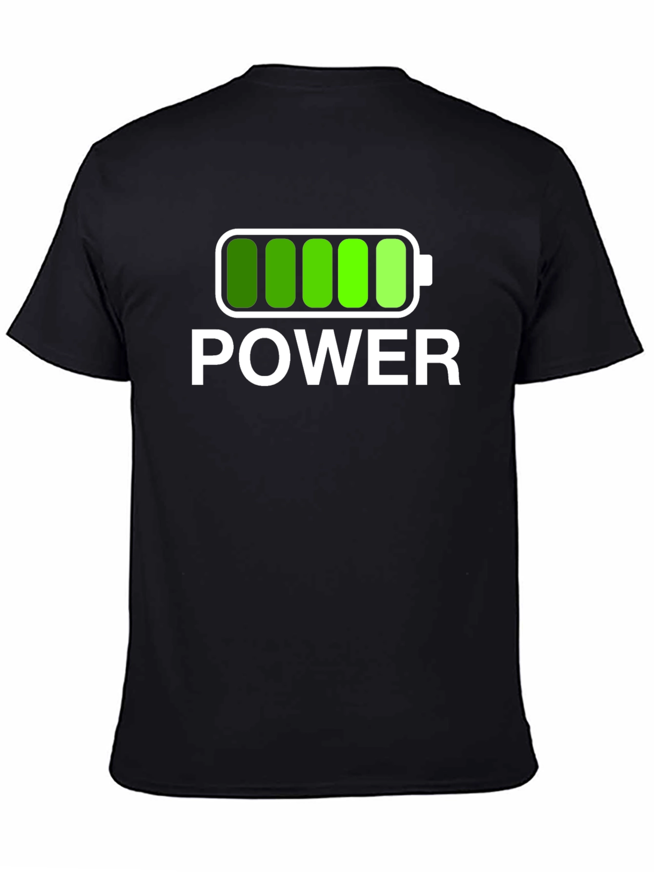 Power Graphic Black T-Shirt Full Battery Charged Design