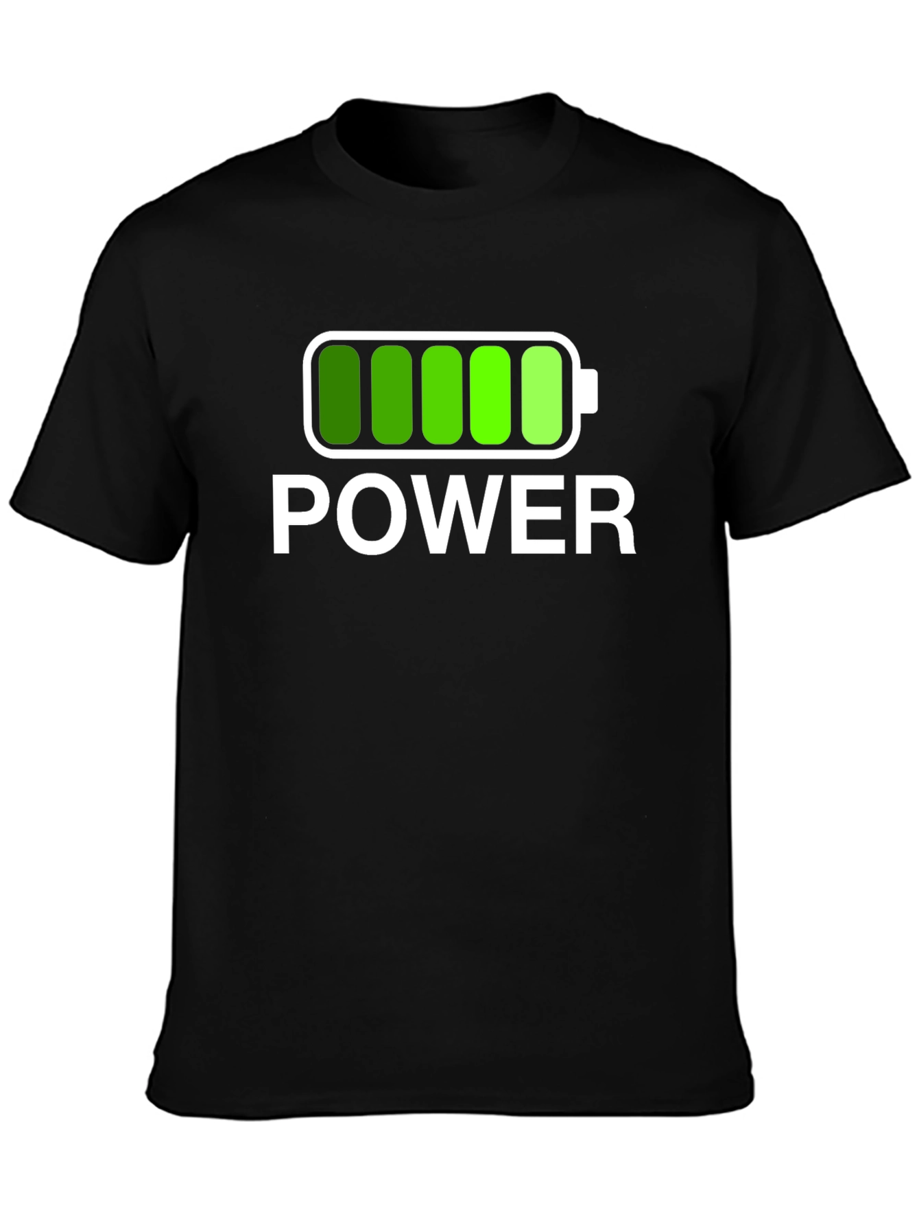 Power Graphic Black T-Shirt Full Battery Charged Design