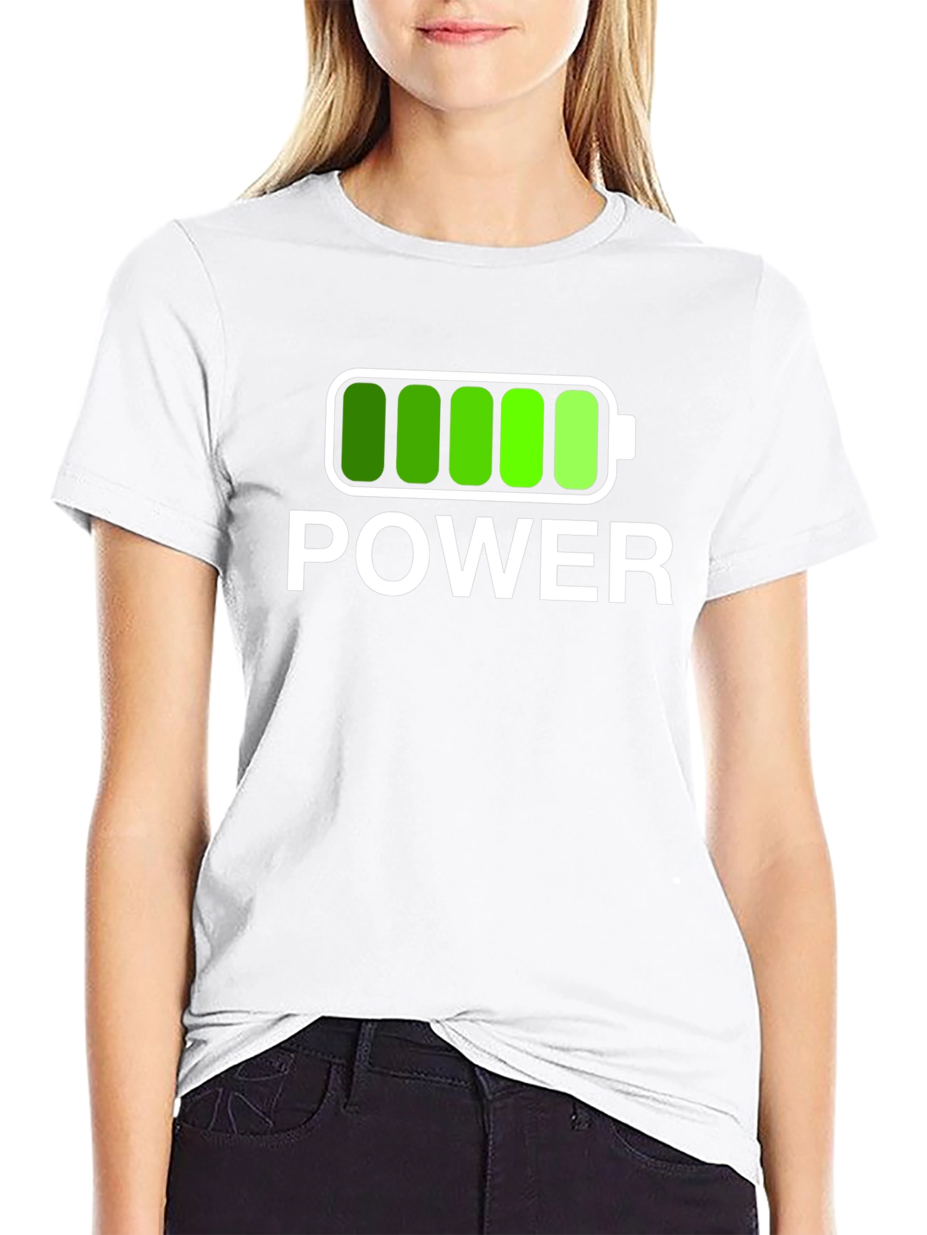 Power Graphic Black T-Shirt Full Battery Charged Design