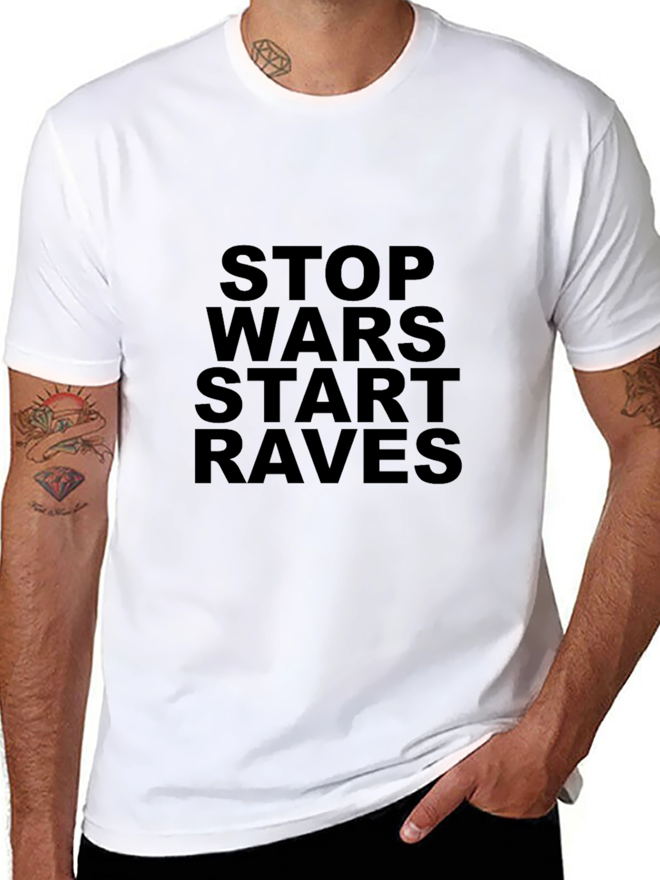 Stop Wars Start Raves Black T-Shirt