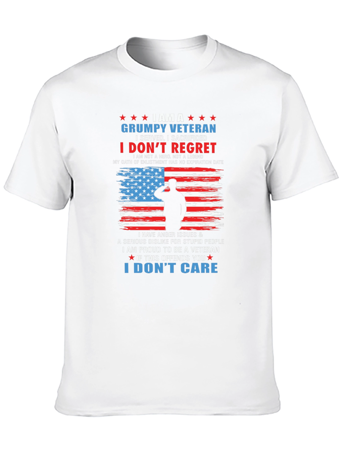 Grumpy Veteran T-Shirt - Patriotic American Flag Design