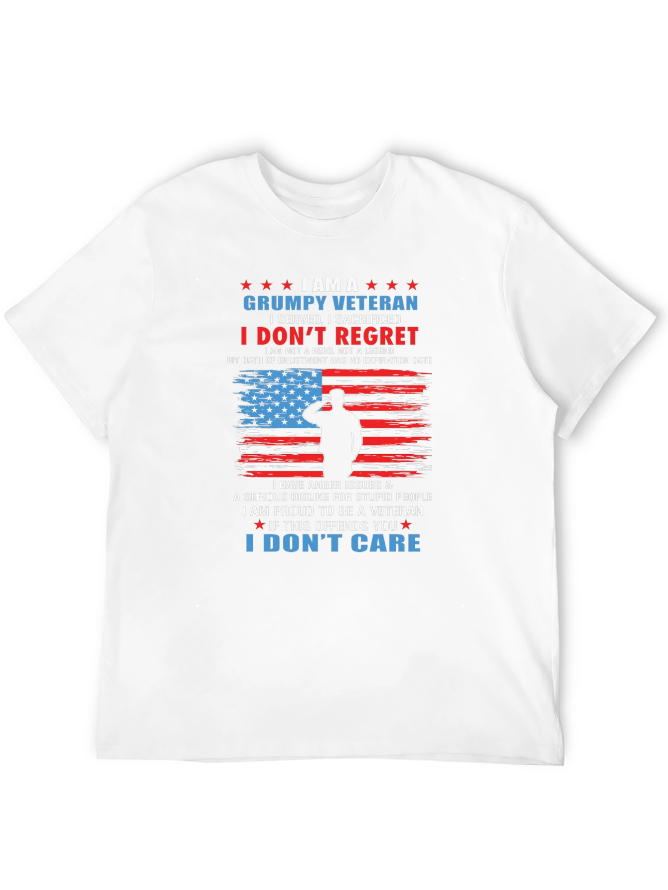 Grumpy Veteran T-Shirt - Patriotic American Flag Design