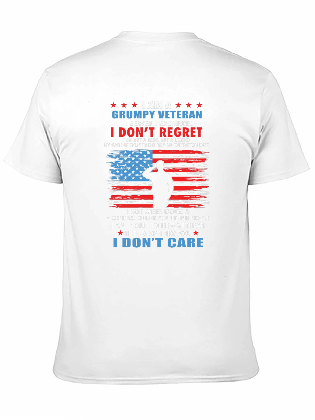 Grumpy Veteran T-Shirt - Patriotic American Flag Design
