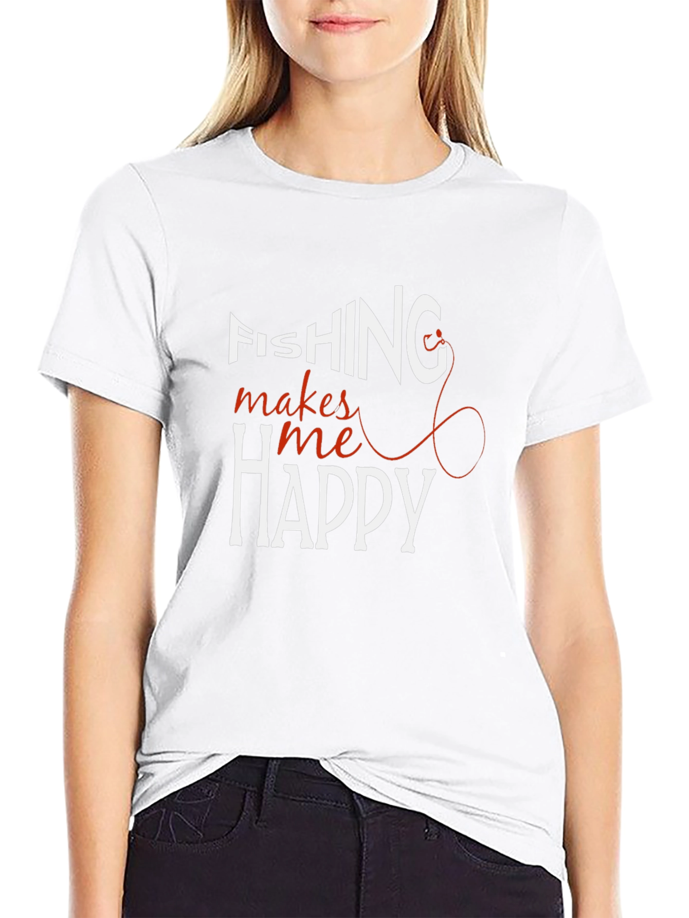 Fishing Makes Me Happy T-Shirt - Black