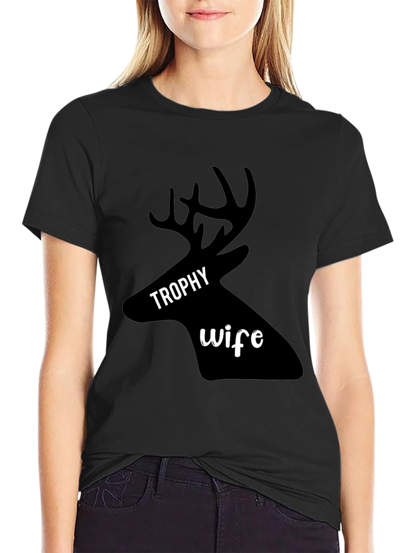 Trophy Wife Graphic Tee - Black Cotton Blend