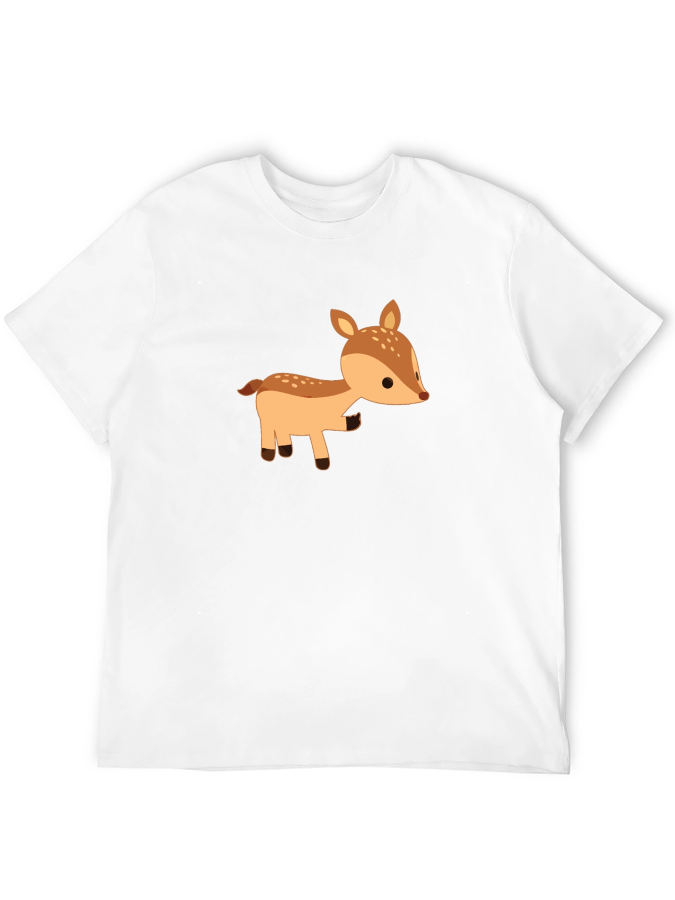 Cute Deer Graphic Tee - Black Cotton Blend