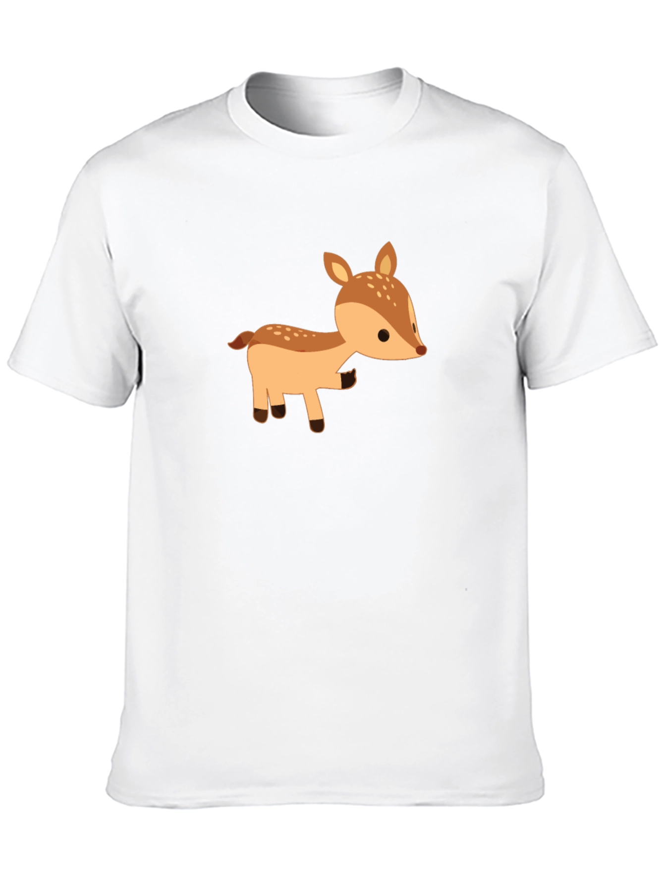 Cute Deer Graphic Tee - Black Cotton Blend