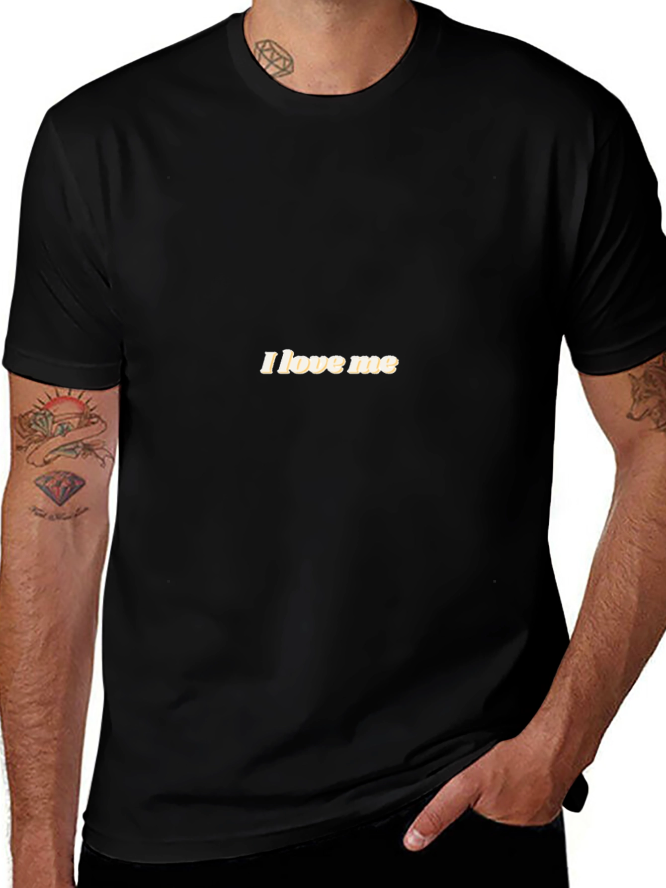 I Love Me - Black Cotton Graphic Tee