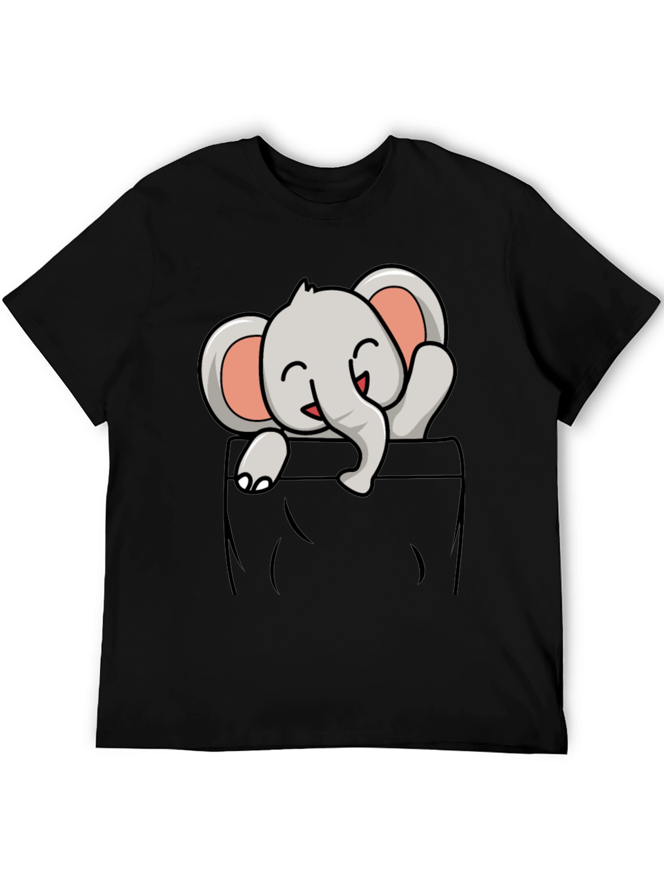 Cute Elephant Pocket T-Shirt - Soft Cotton Tee