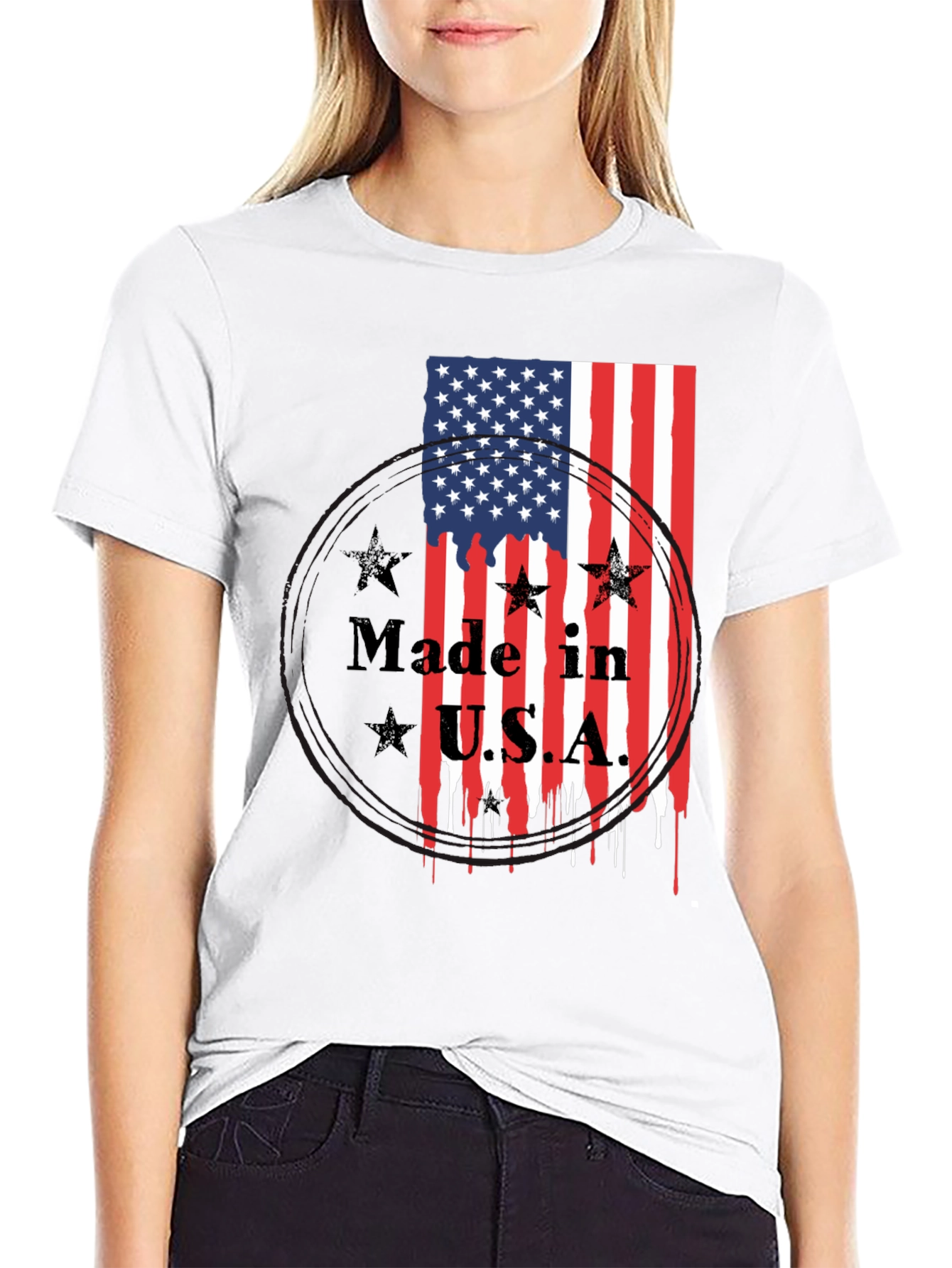 Made in USA American Flag Graphic T-Shirt