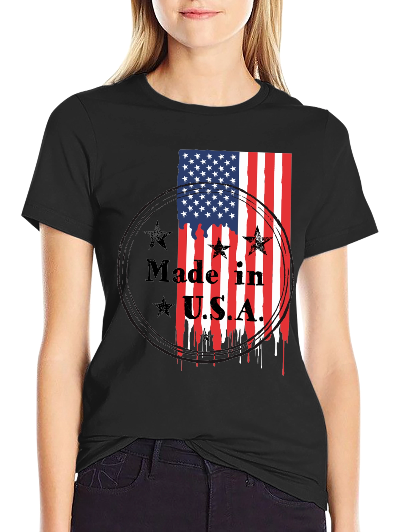 Made in USA American Flag Graphic T-Shirt