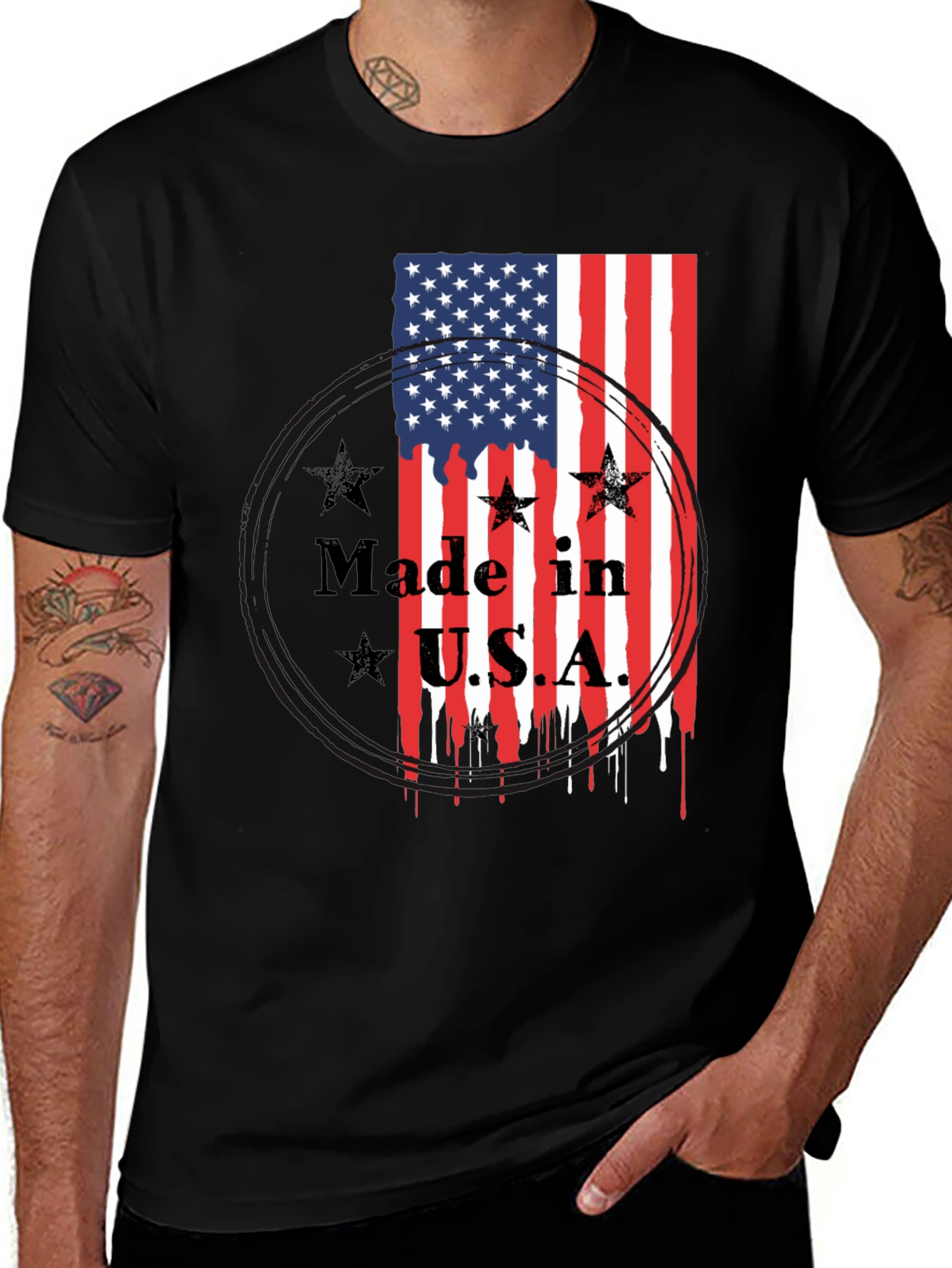 Made in USA American Flag Graphic T-Shirt