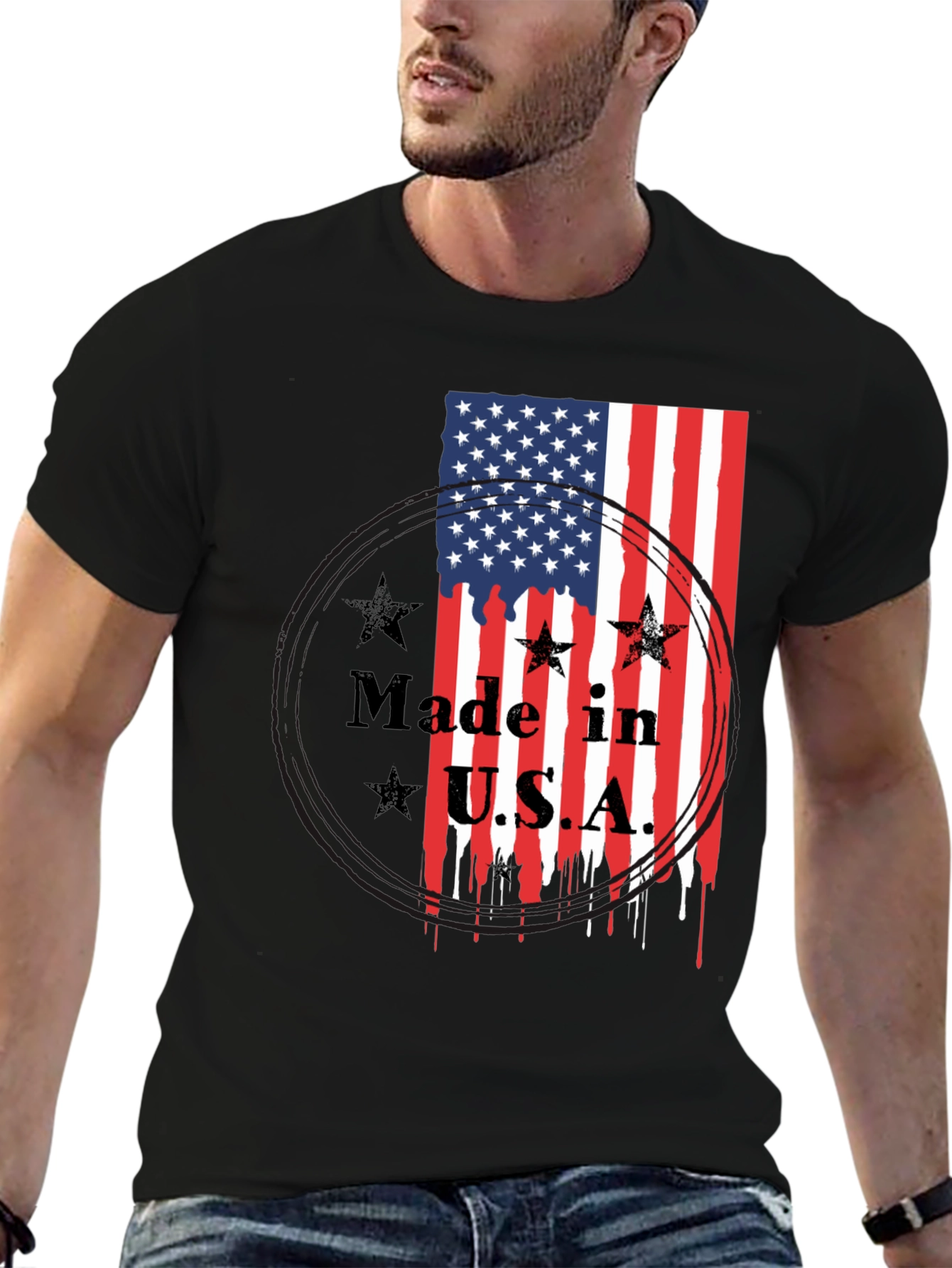 Made in USA American Flag Graphic T-Shirt