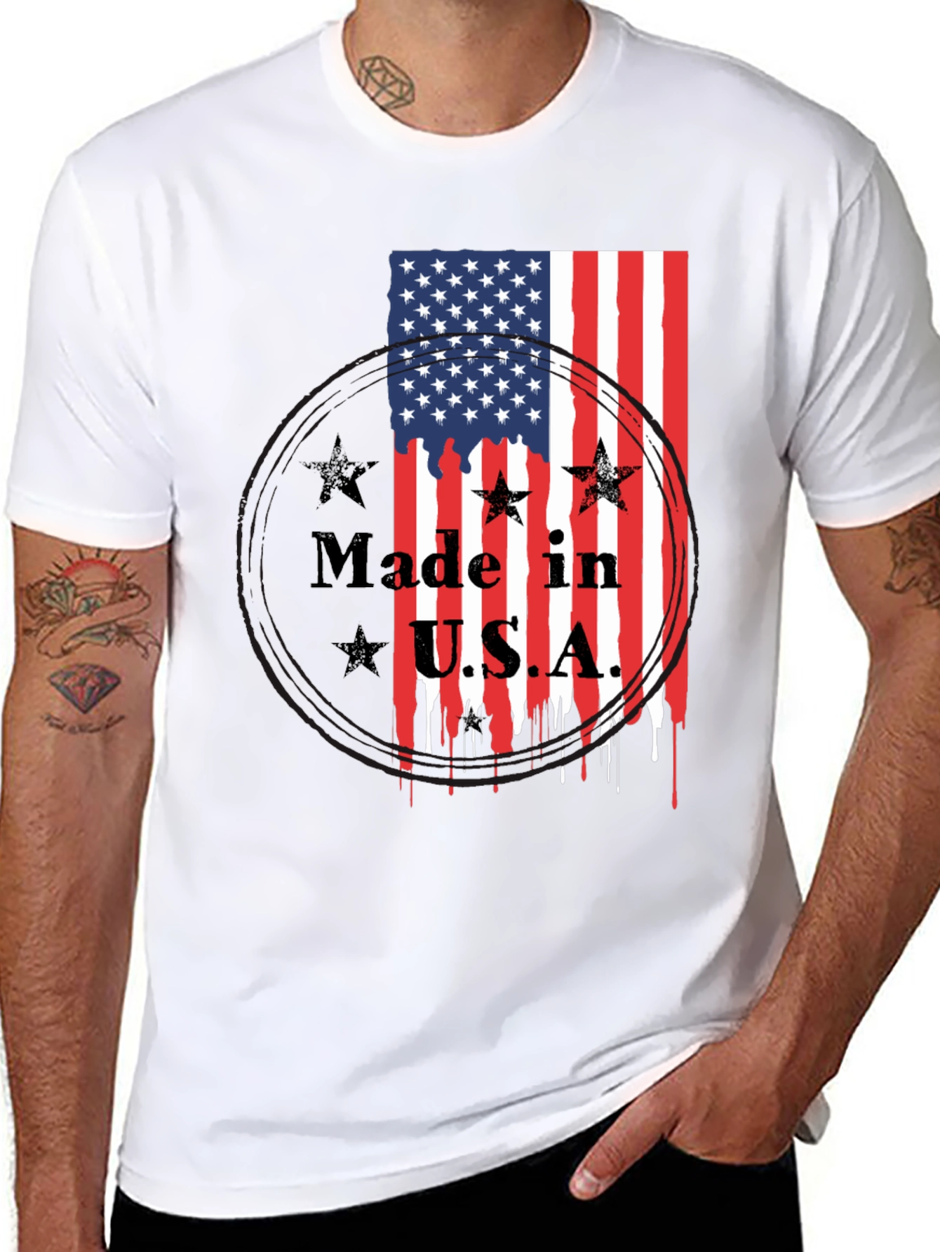 Made in USA American Flag Graphic T-Shirt