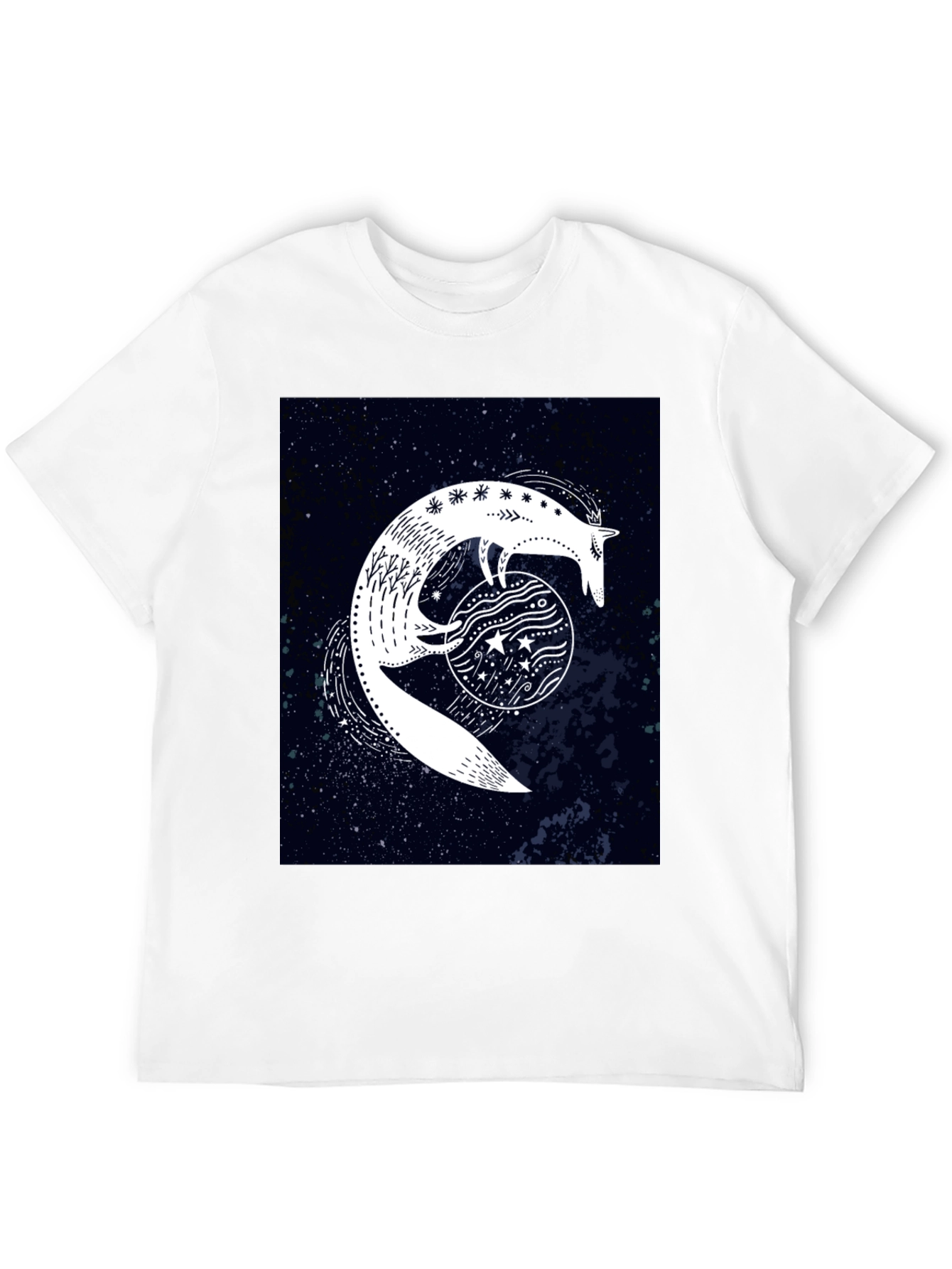 Celestial Fox Graphic Black T-Shirt
