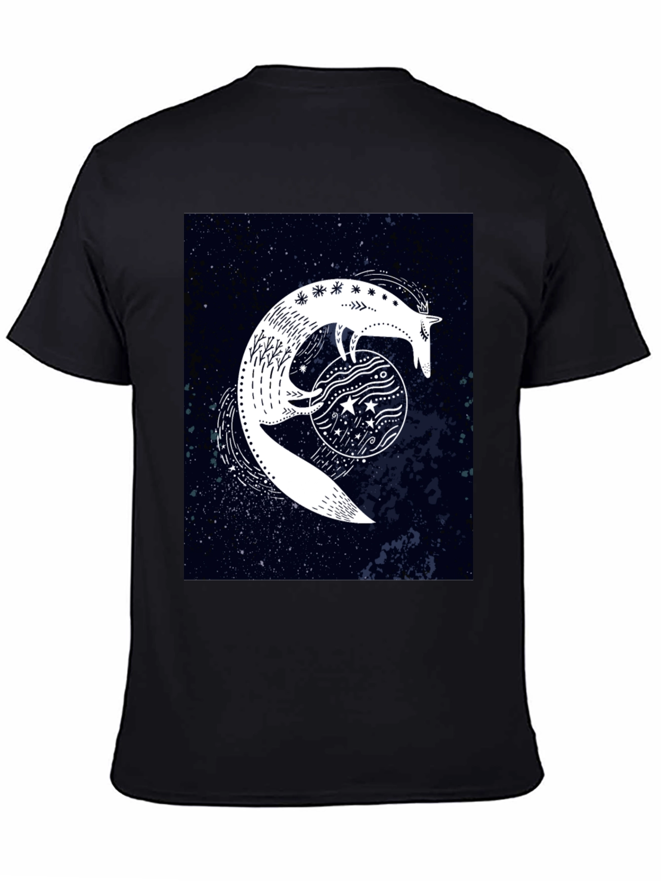 Celestial Fox Graphic Black T-Shirt