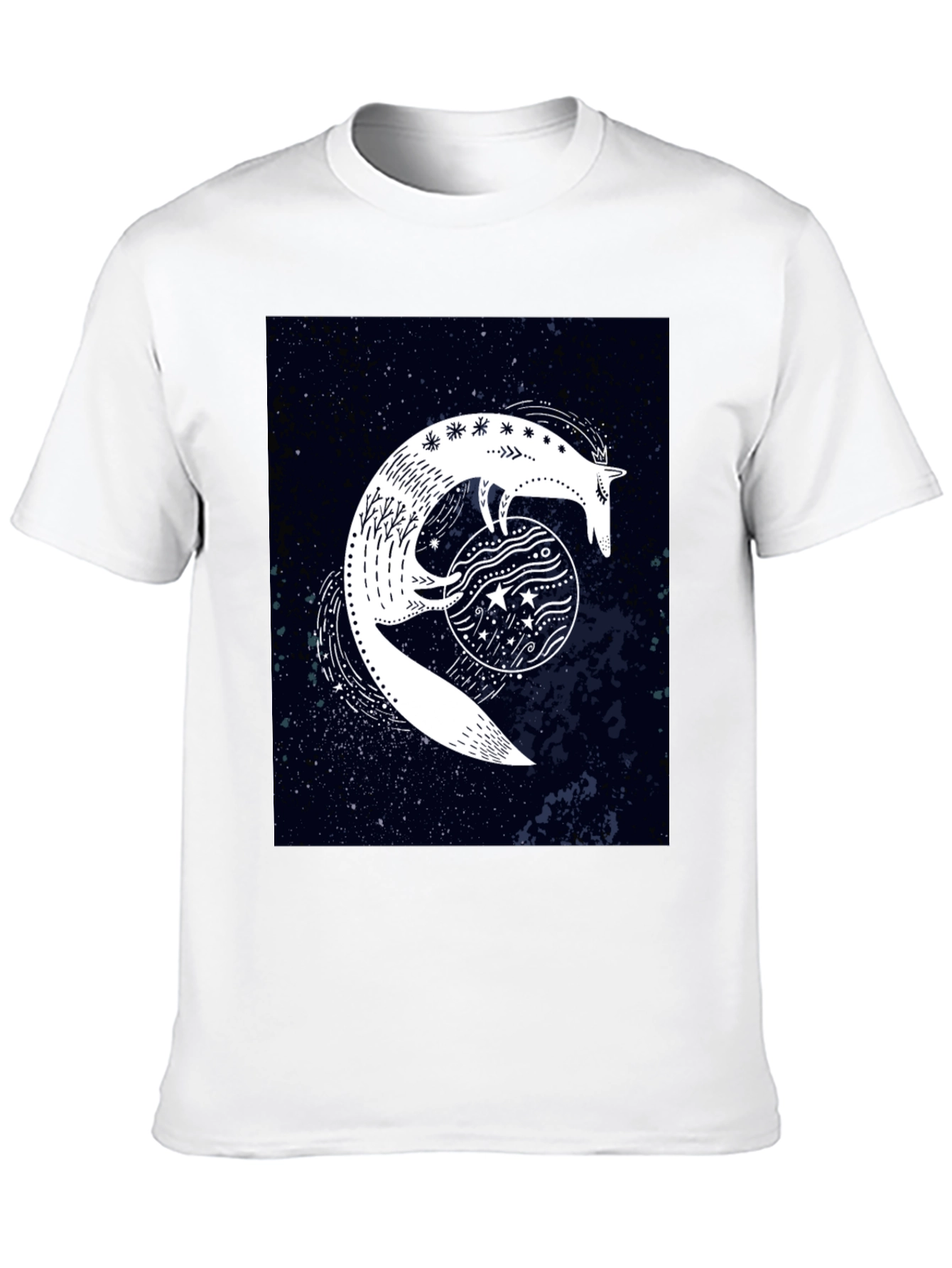 Celestial Fox Graphic Black T-Shirt