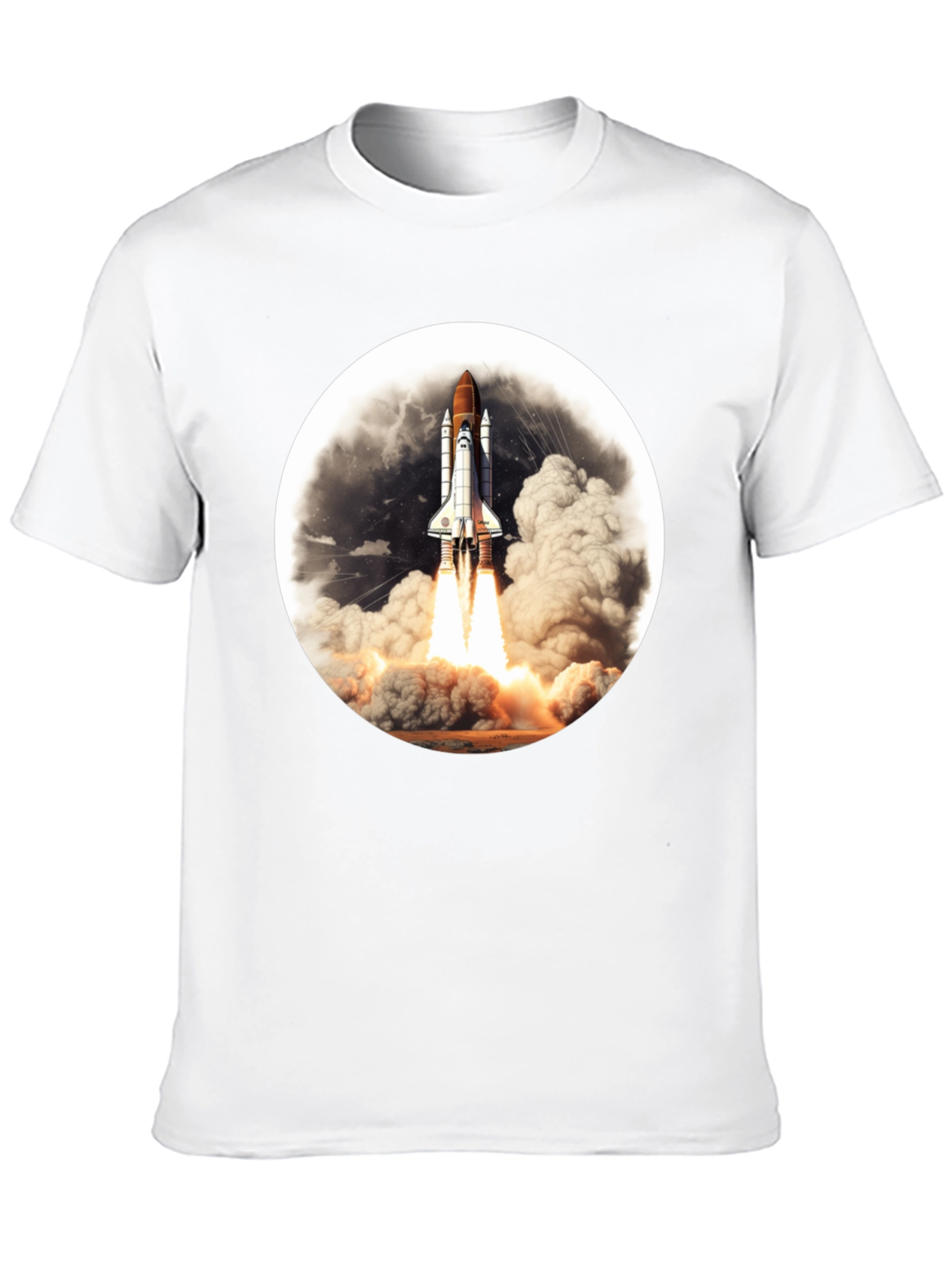 Space Shuttle Launch Graphic Tee - Black Cotton