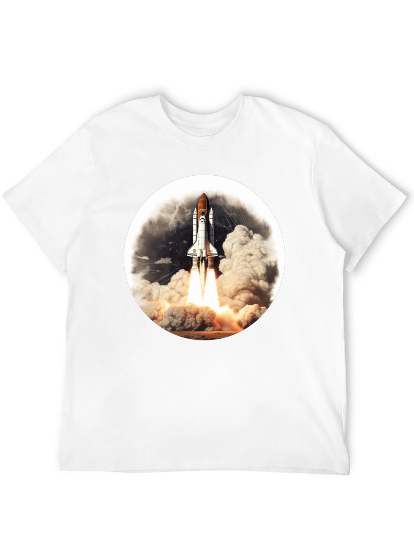 Space Shuttle Launch Graphic Tee - Black Cotton