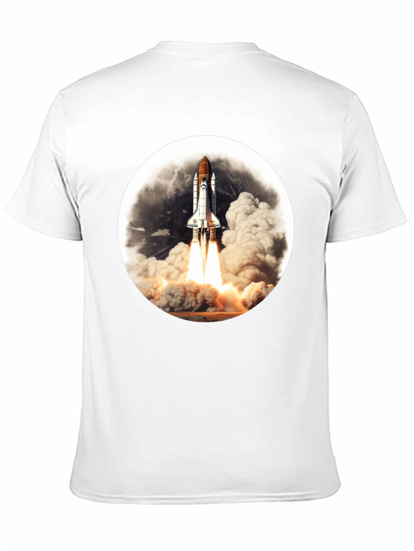 Space Shuttle Launch Graphic Tee - Black Cotton
