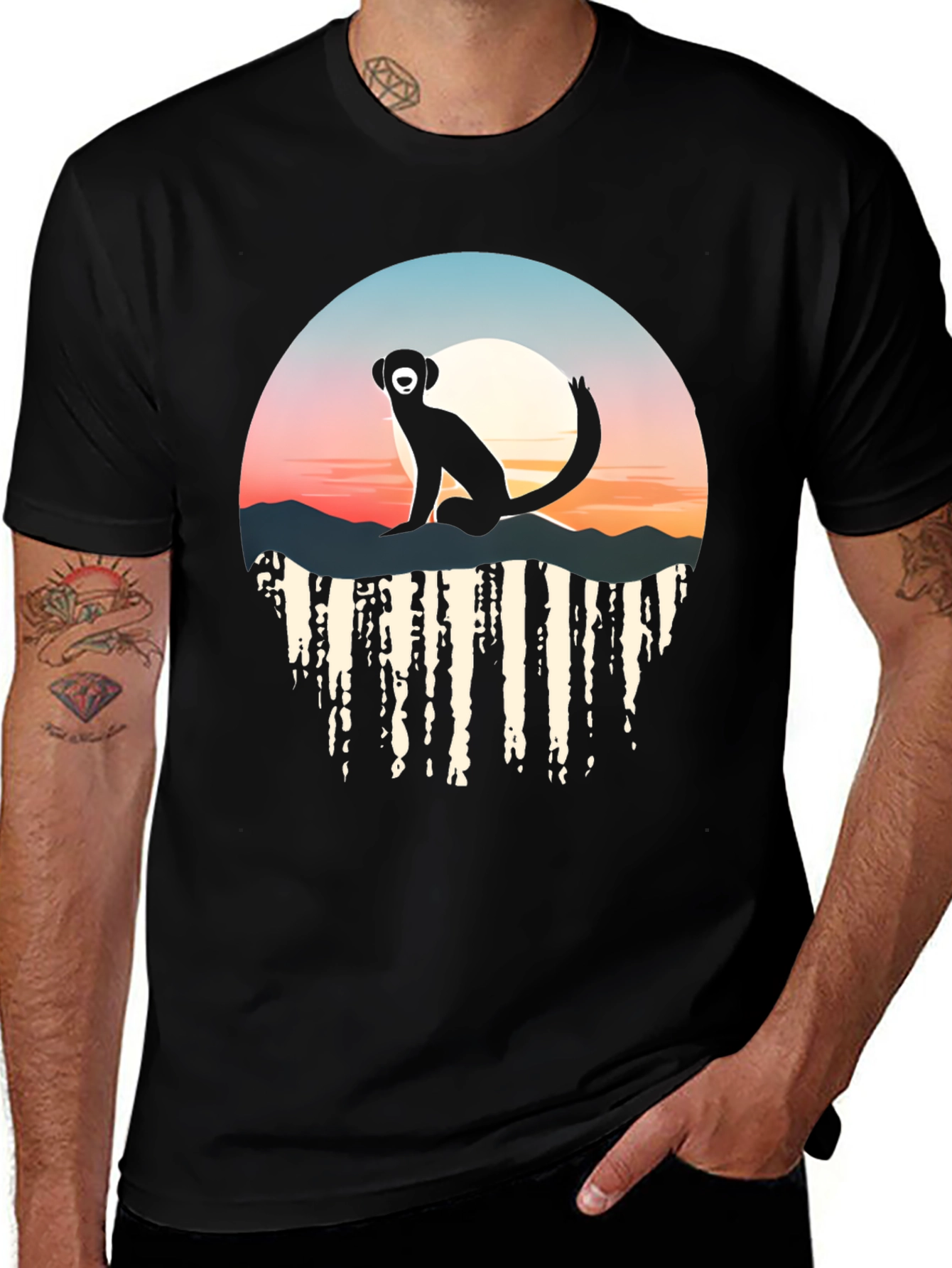Sunset Monkey Graphic Tee - Stylish & Unique Design