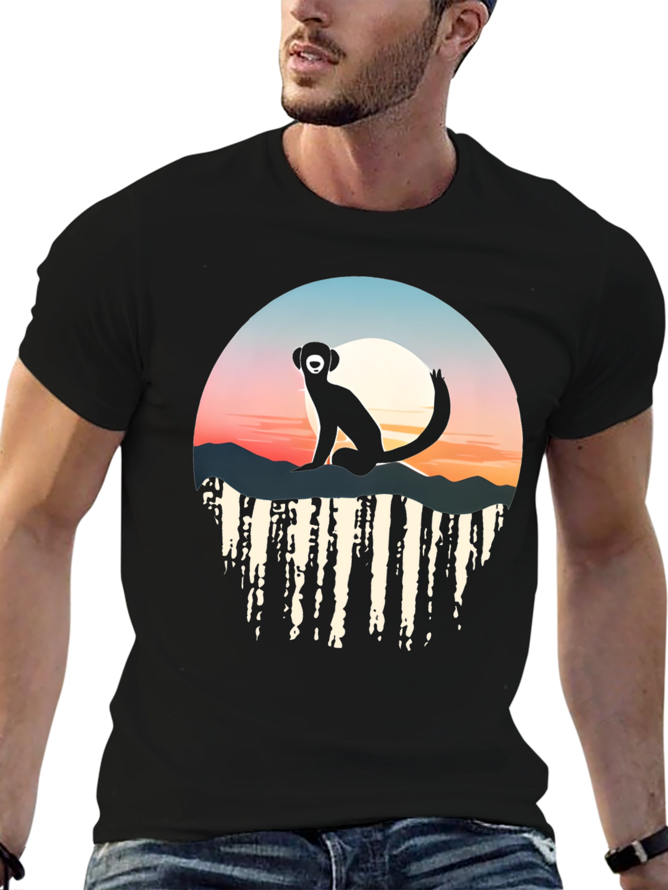 Sunset Monkey Graphic Tee - Stylish & Unique Design