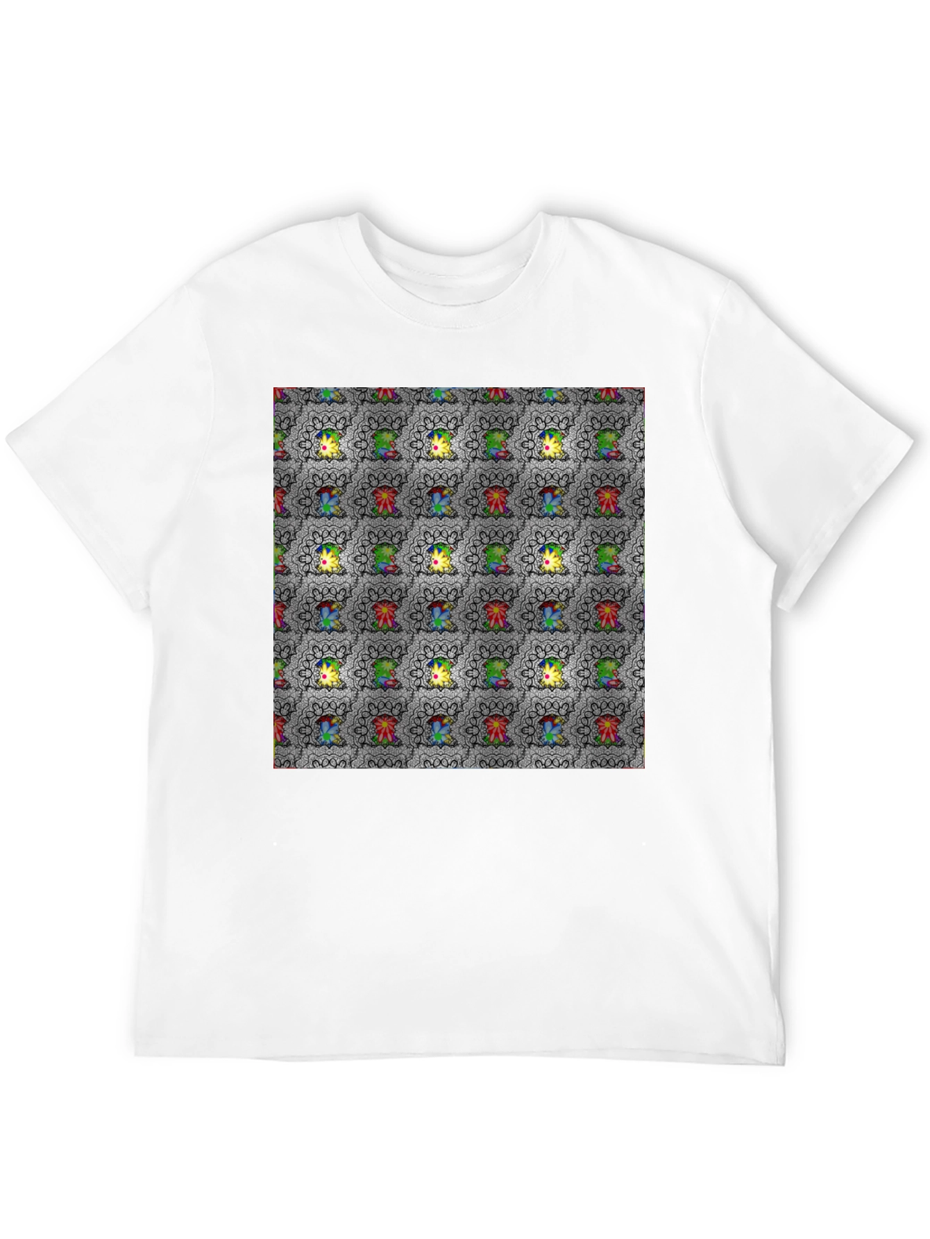Patterned Graphic Print Crew Neck Tee