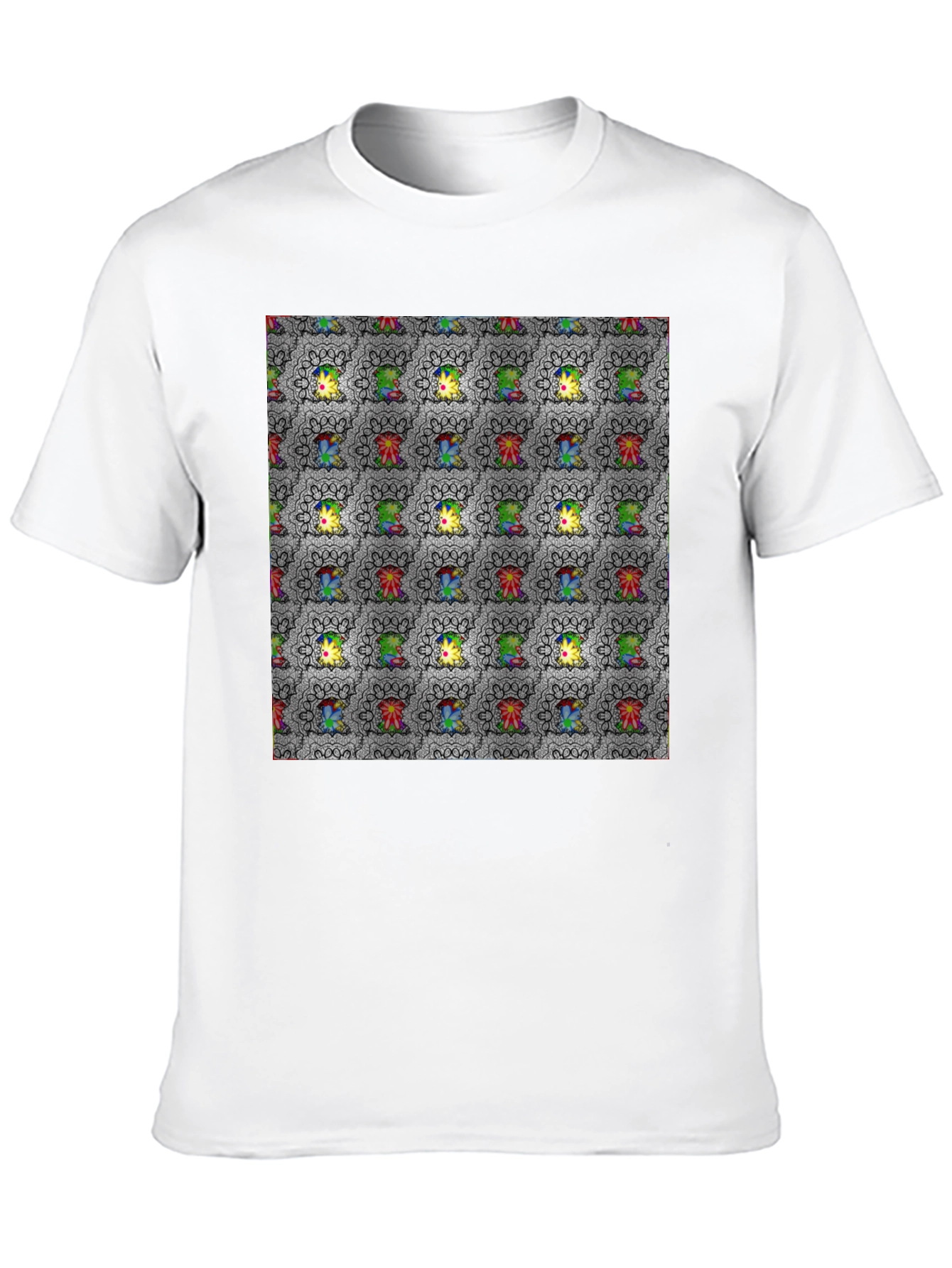 Patterned Graphic Print Crew Neck Tee